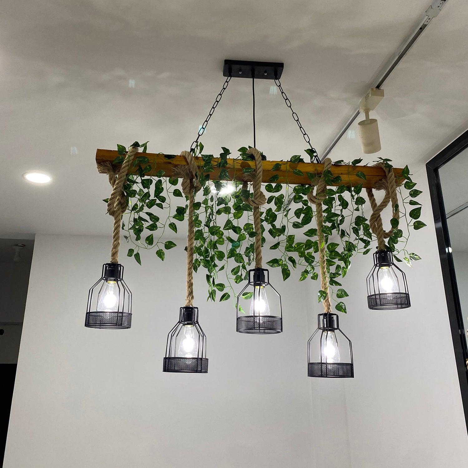 Lustra Lustre Rustique Poutre Corde Cage Confortable