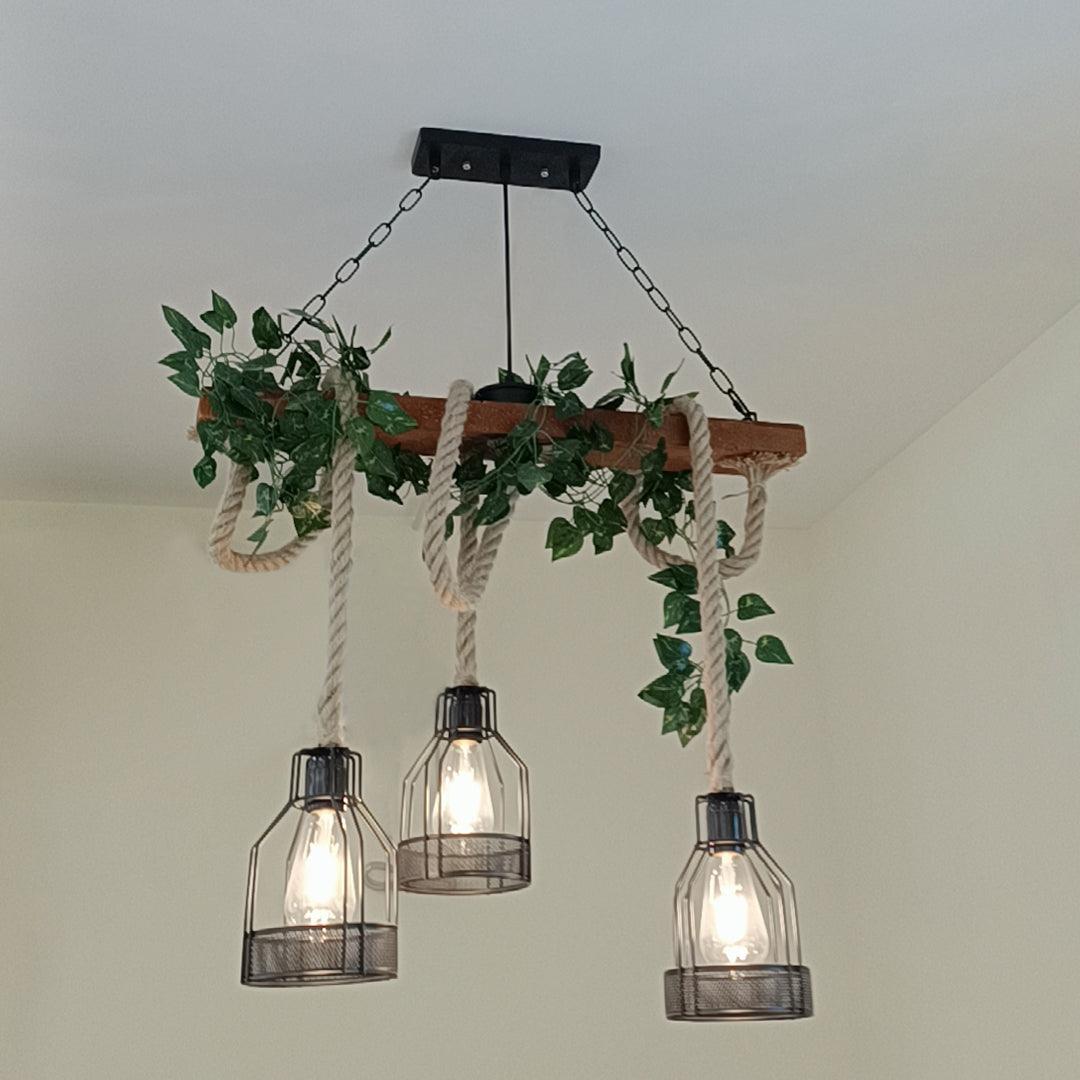 Lustra Lustre Rustique Poutre Corde Cage Confortable