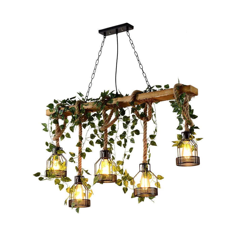 Lustra Lustre Rustique Poutre Corde Cage Confortable