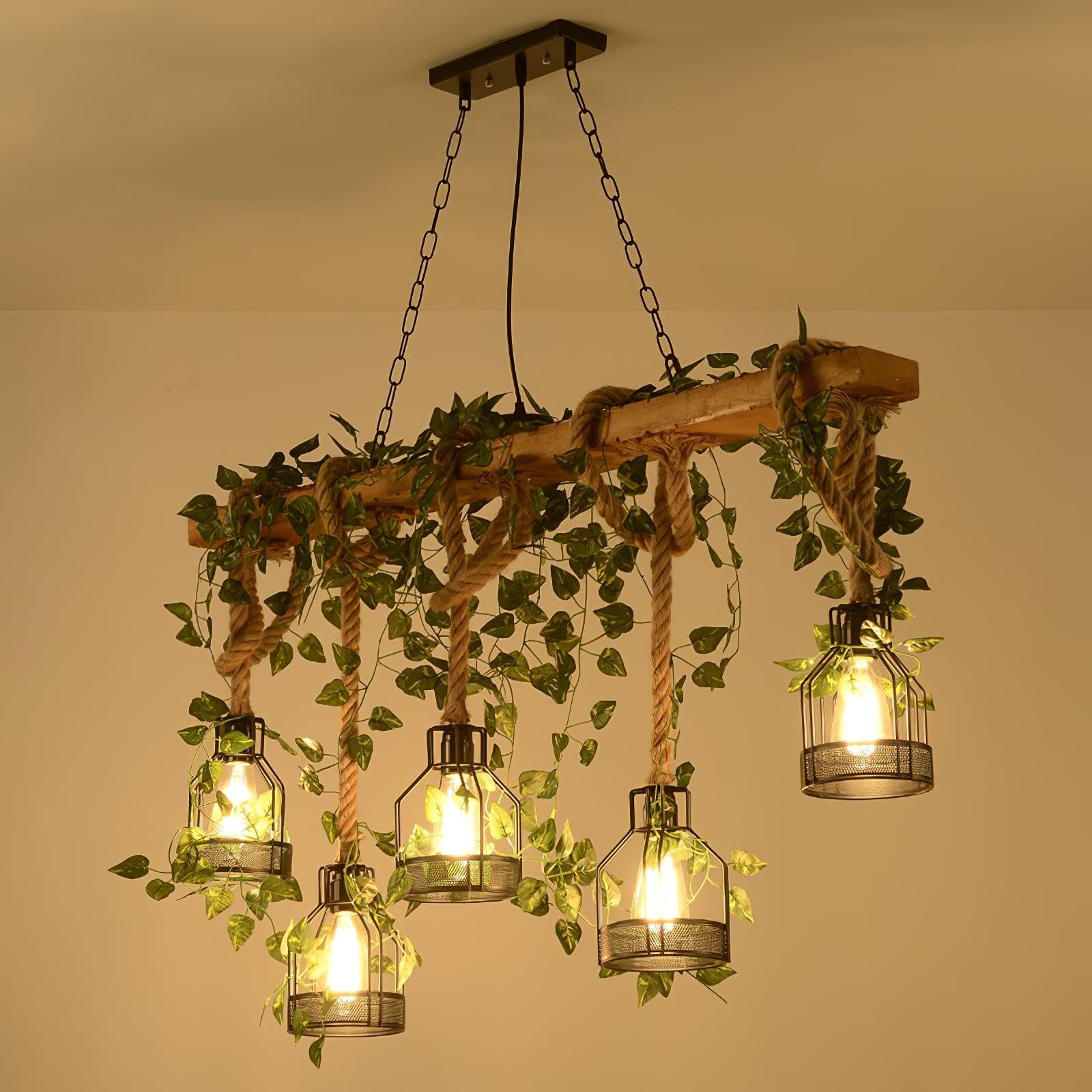 Lustra Lustre Rustique Poutre Corde Cage Confortable