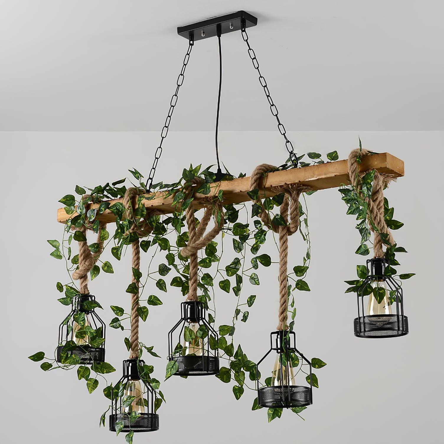 Lustra Lustre Rustique Poutre Corde Cage Confortable