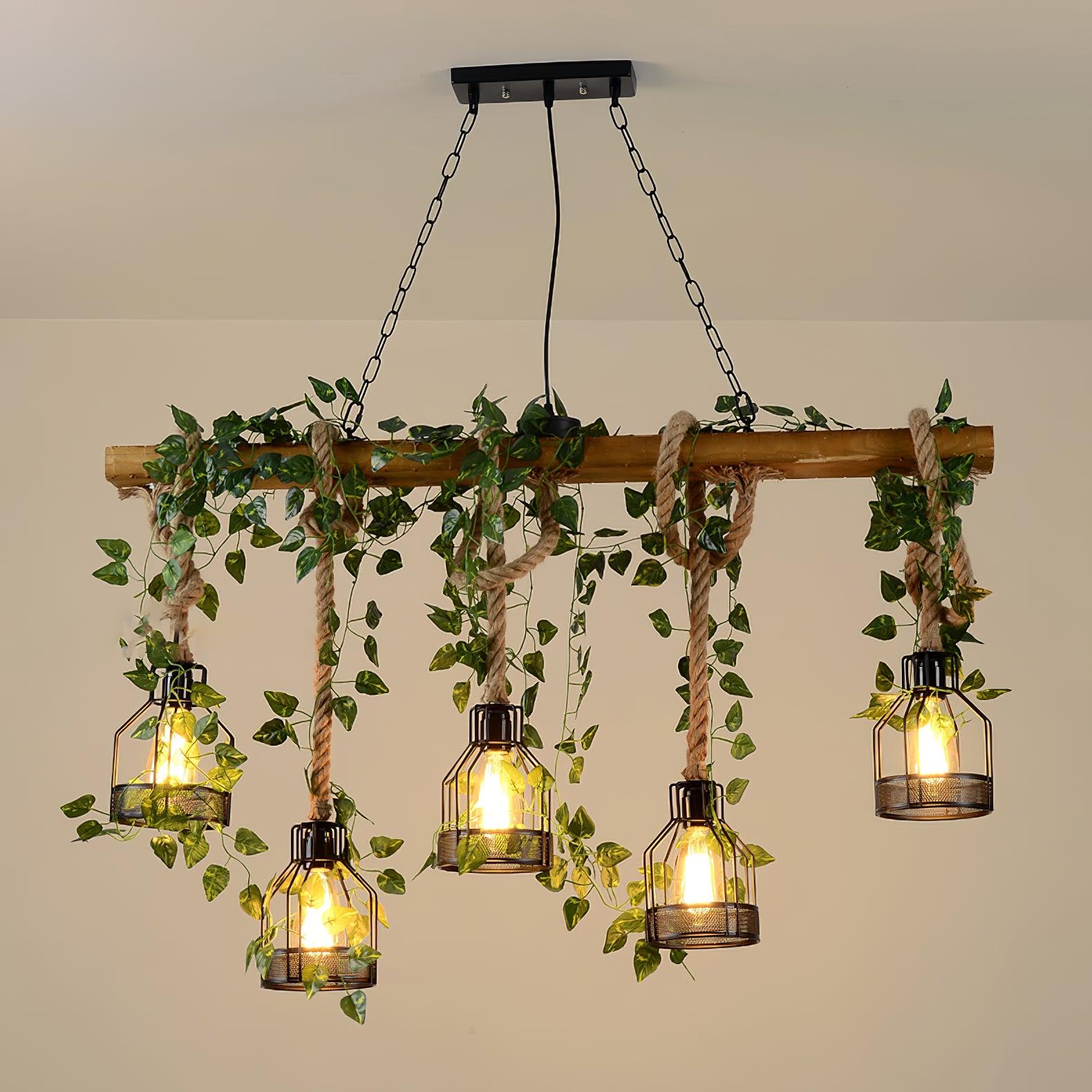 Lustra Lustre Rustique Poutre Corde Cage Confortable