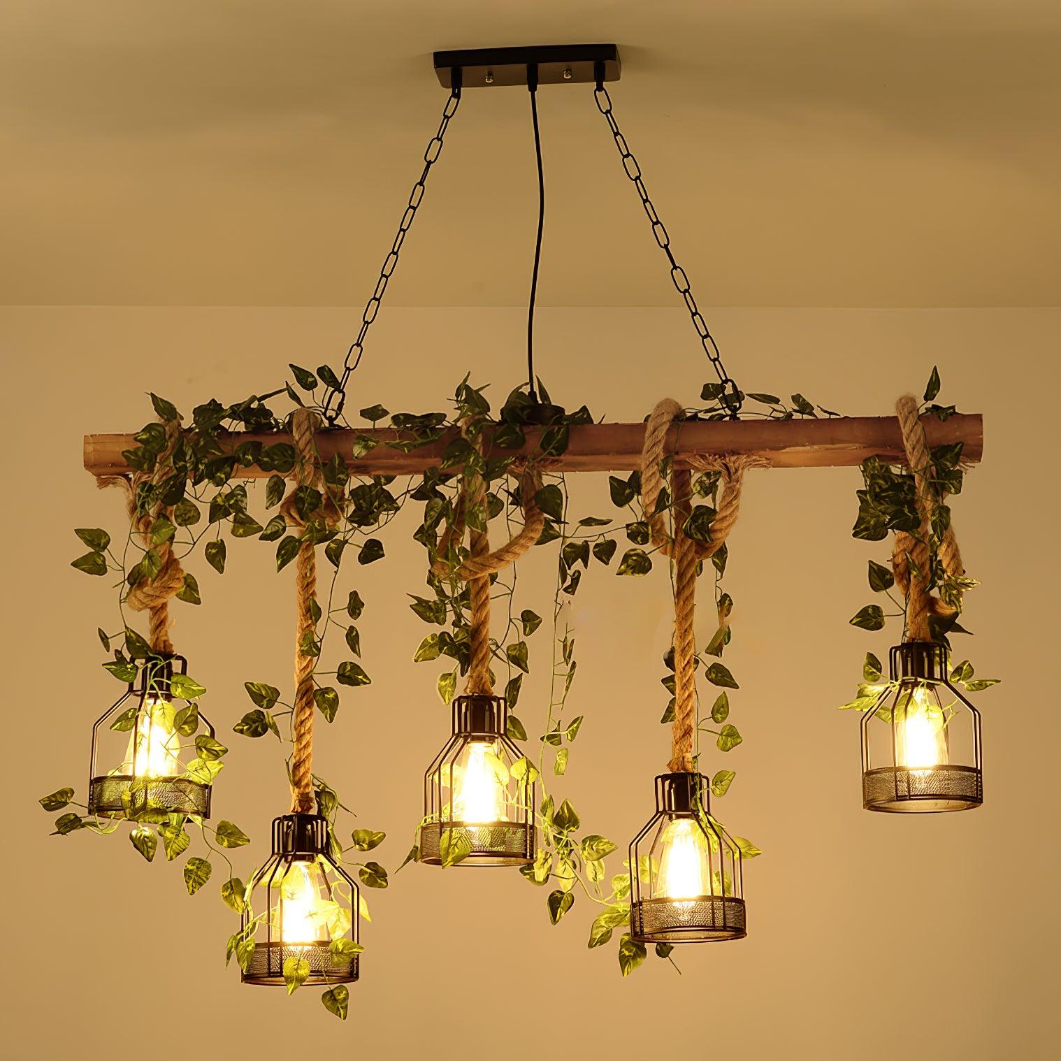 Lustra Lustre Rustique Poutre Corde Cage Confortable