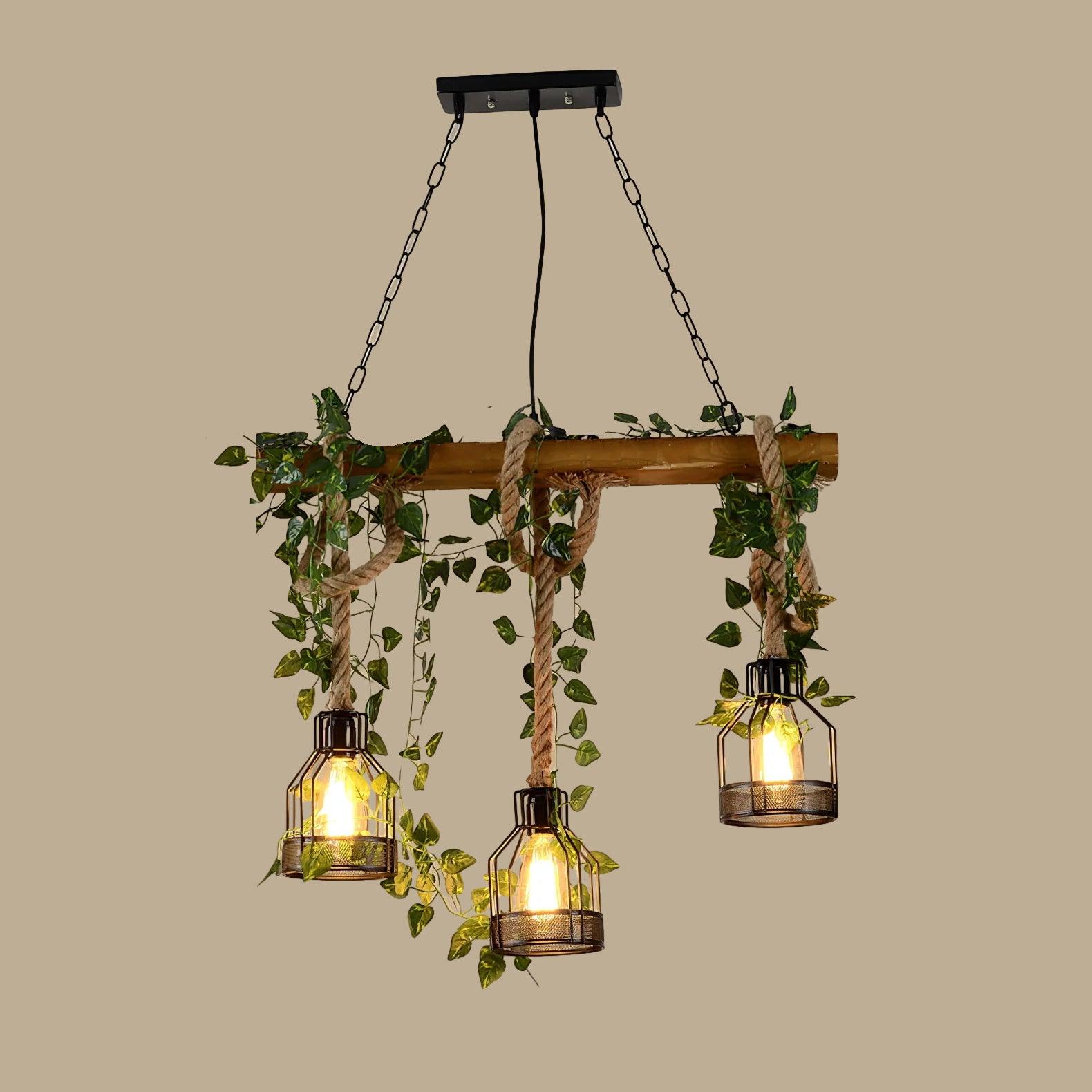 Lustra Lustre Rustique Poutre Corde Cage Confortable
