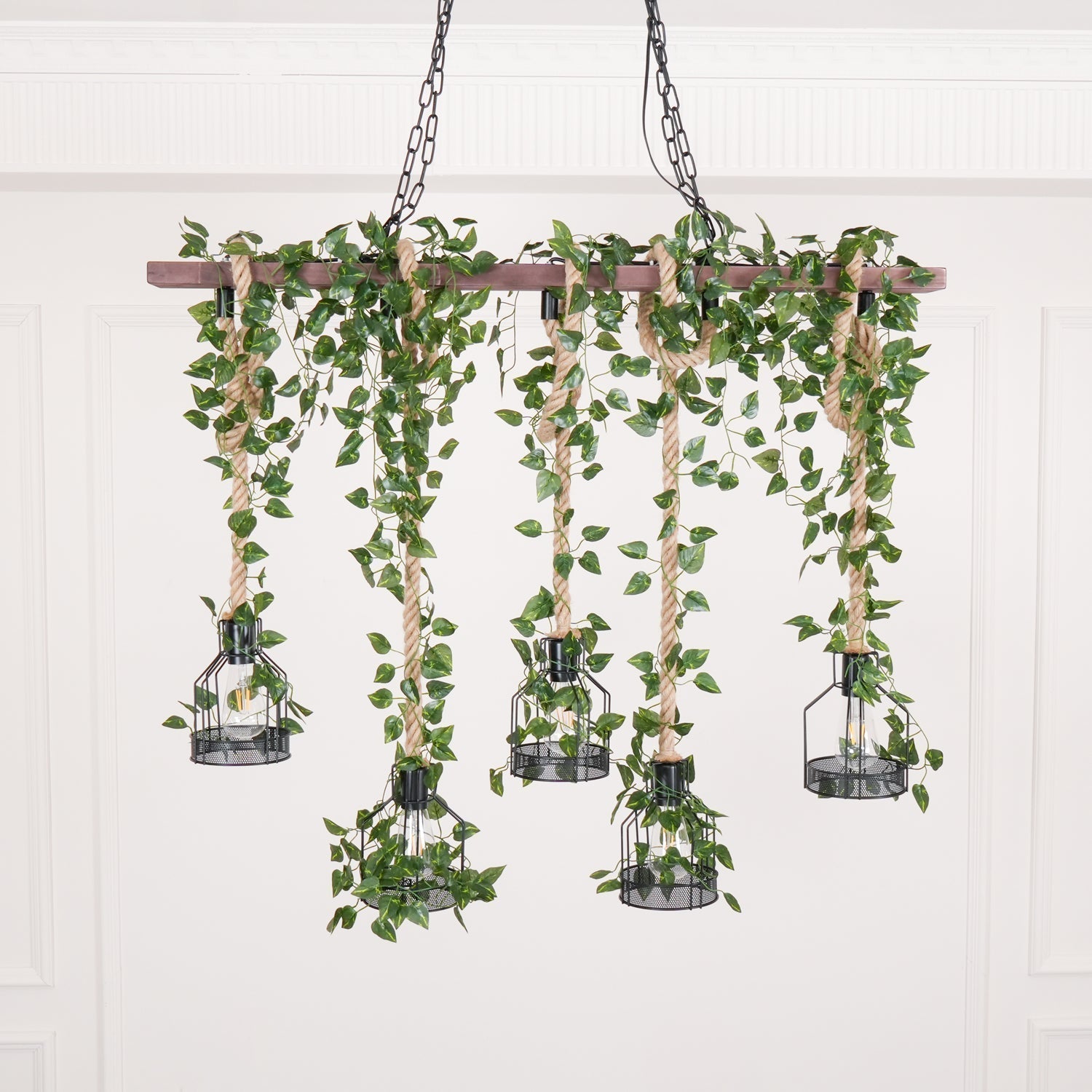 Lustra Lustre Rustique Poutre Corde Cage Confortable