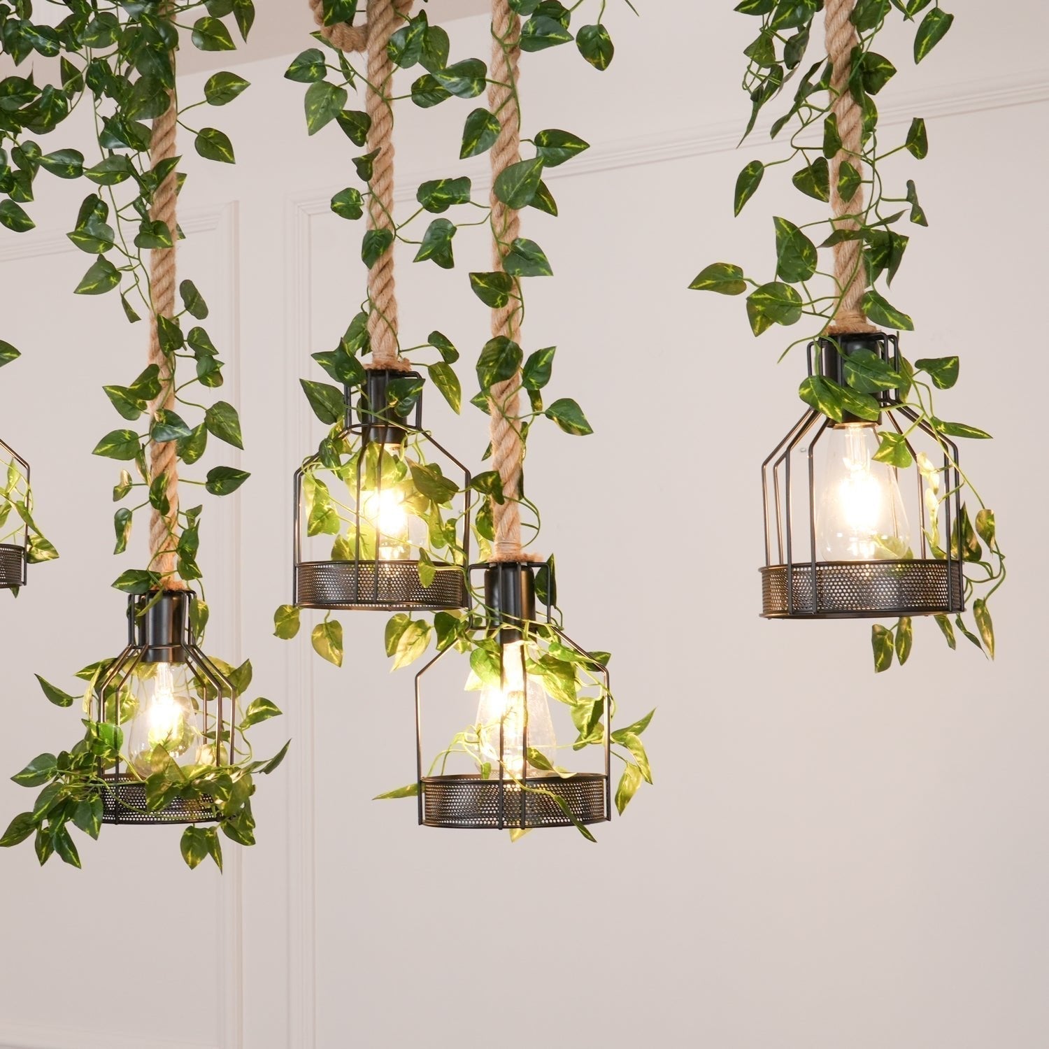 Lustra Lustre Rustique Poutre Corde Cage Confortable