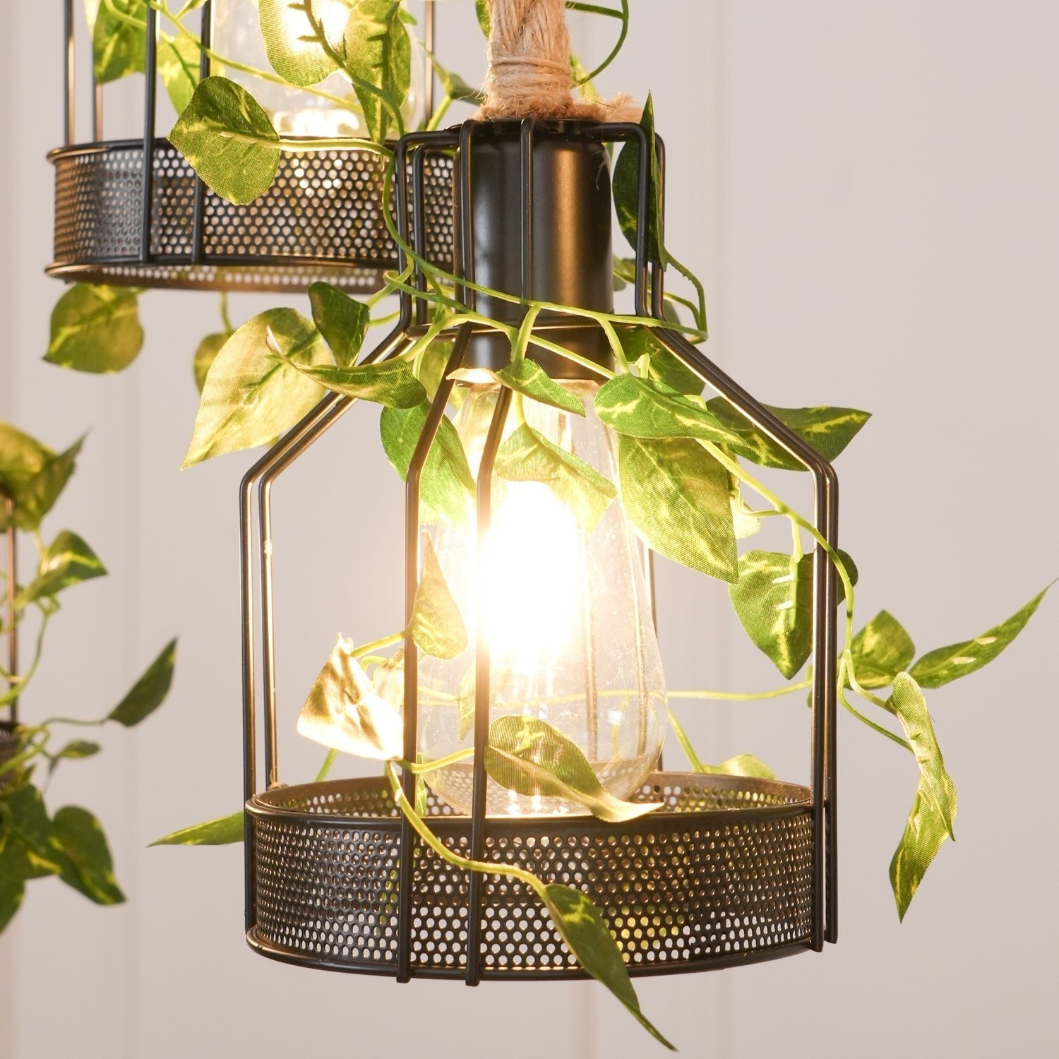 Lustra Lustre Rustique Poutre Corde Cage Confortable