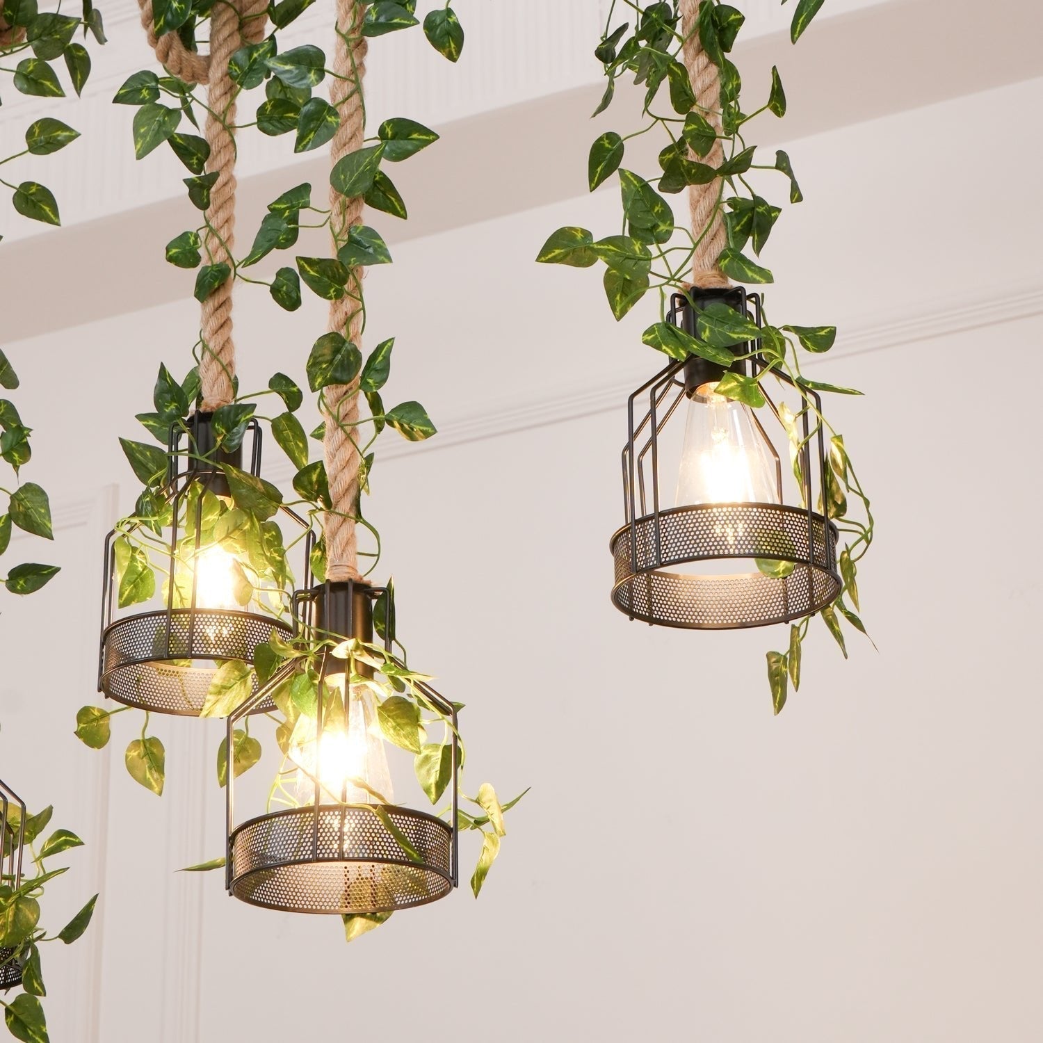 Lustra Lustre Rustique Poutre Corde Cage Confortable