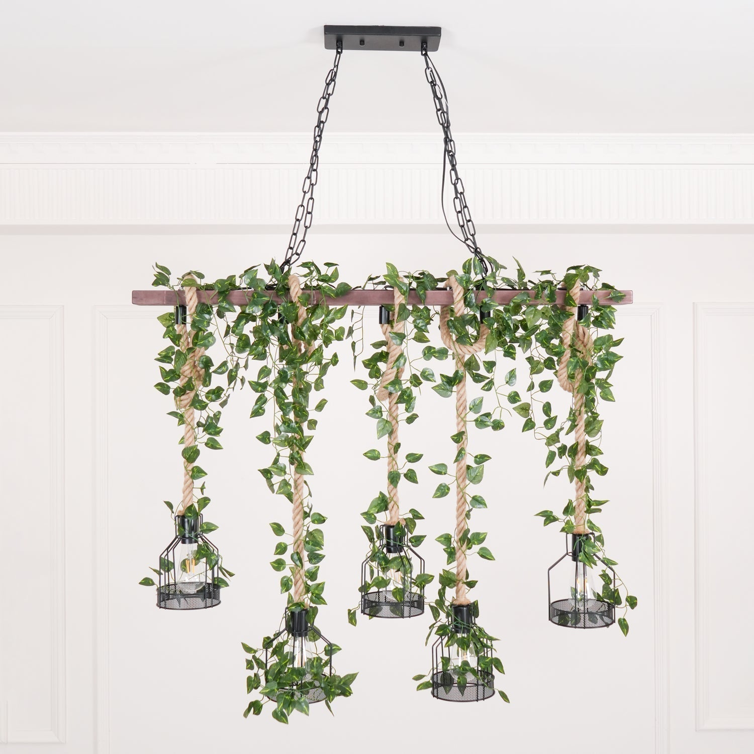 Lustra Lustre Rustique Poutre Corde Cage Confortable