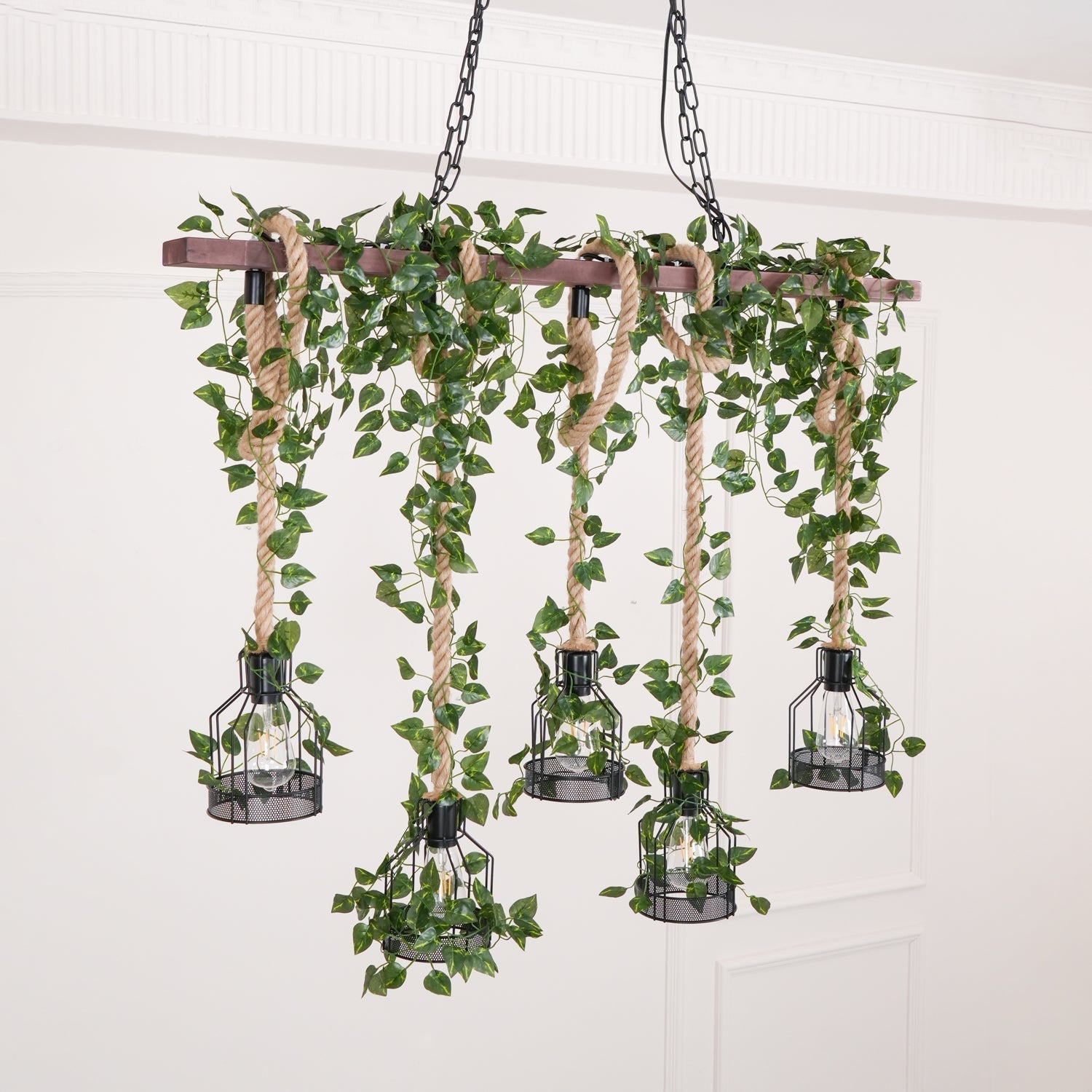 Lustra Lustre Rustique Poutre Corde Cage Confortable