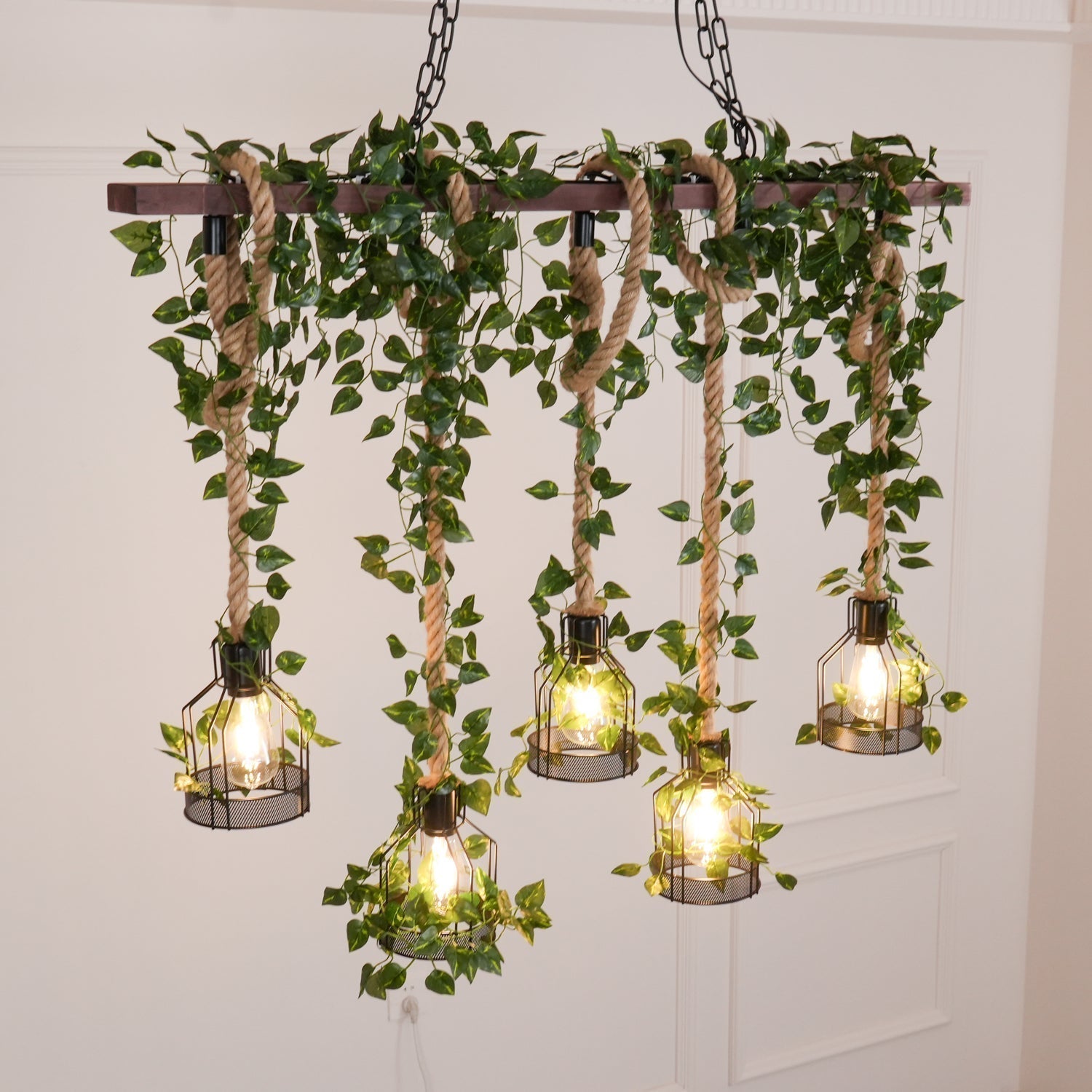 Lustra Lustre Rustique Poutre Corde Cage Confortable