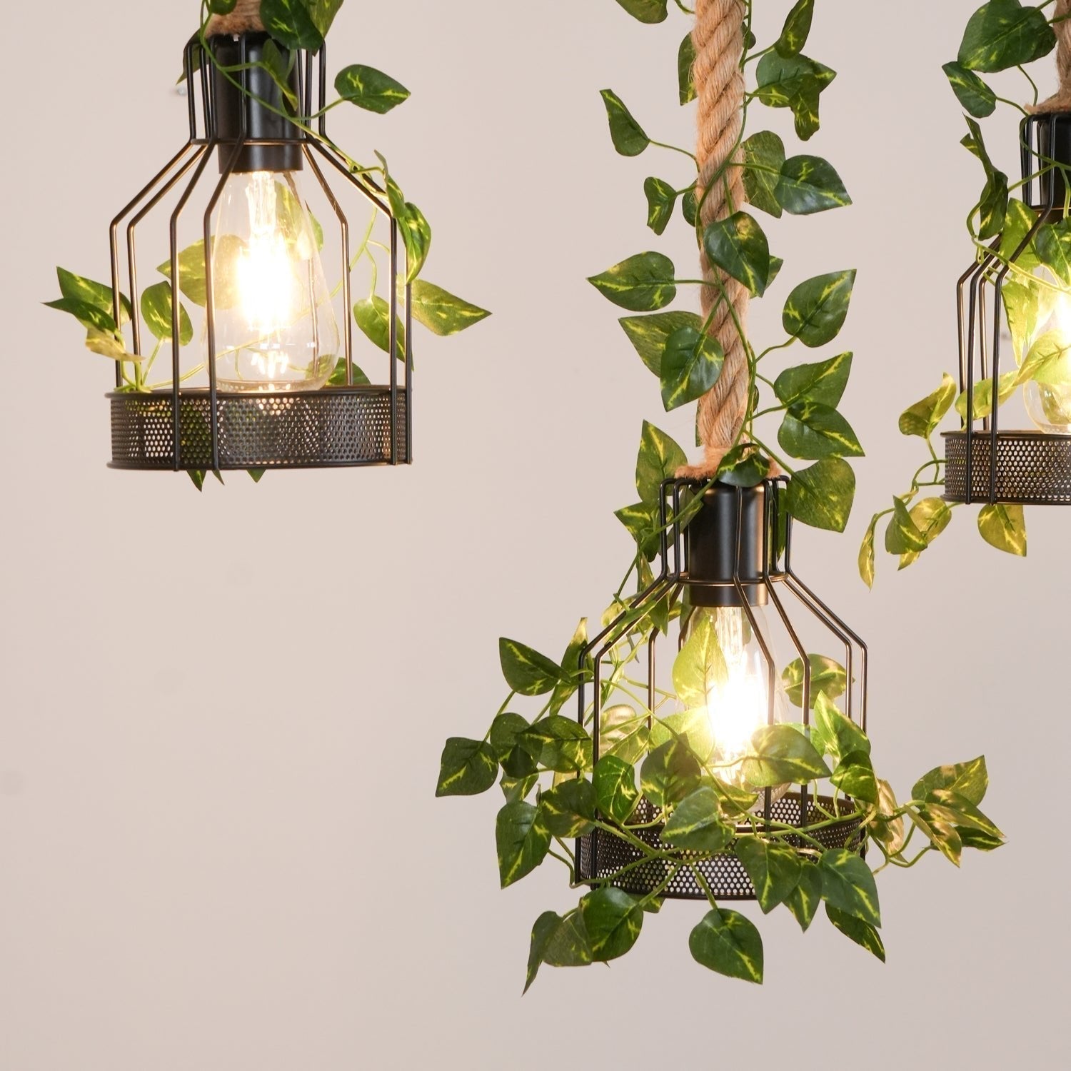 Lustra Lustre Rustique Poutre Corde Cage Confortable