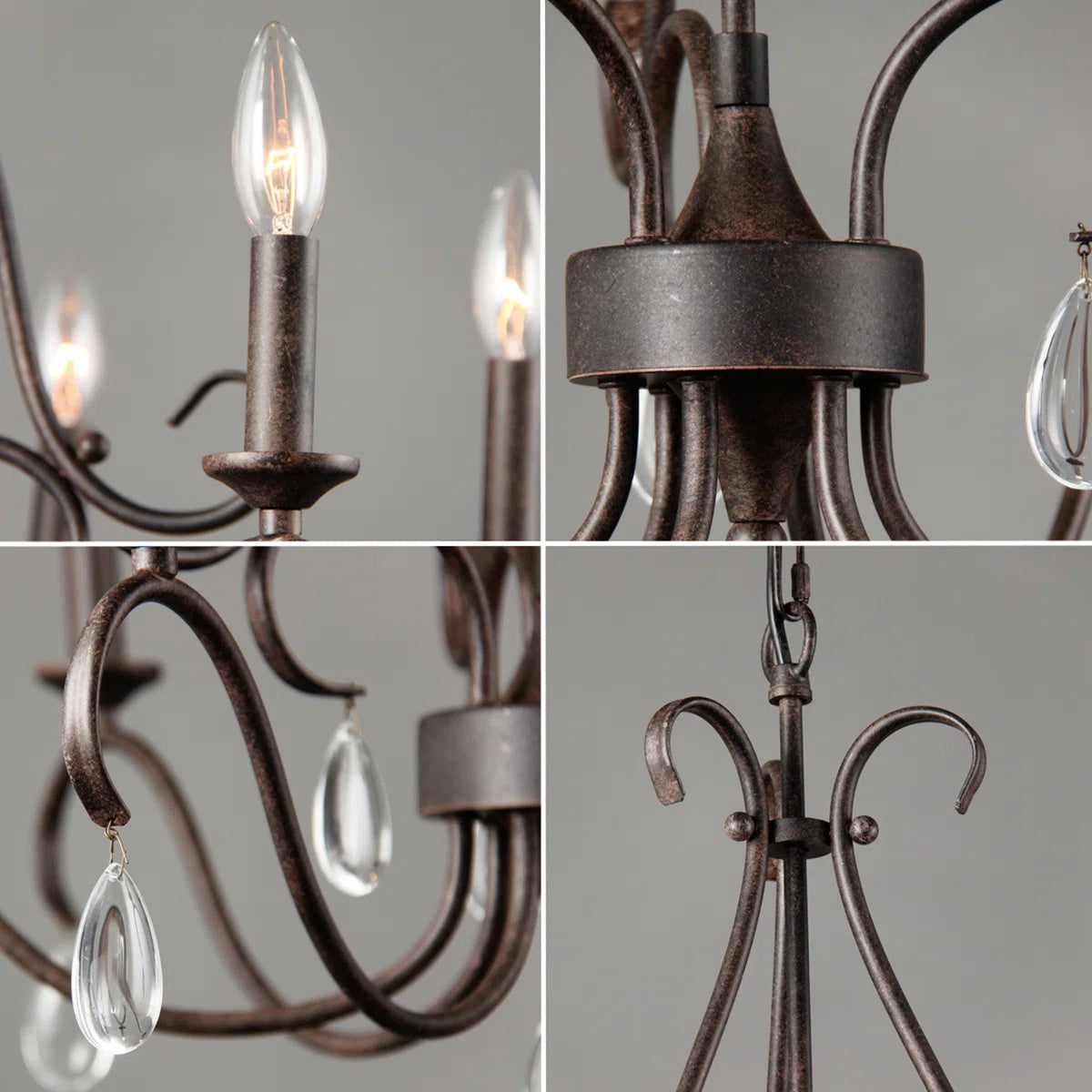 Uzorus Lustre en Métal et Cristal Style Industriel Vintage