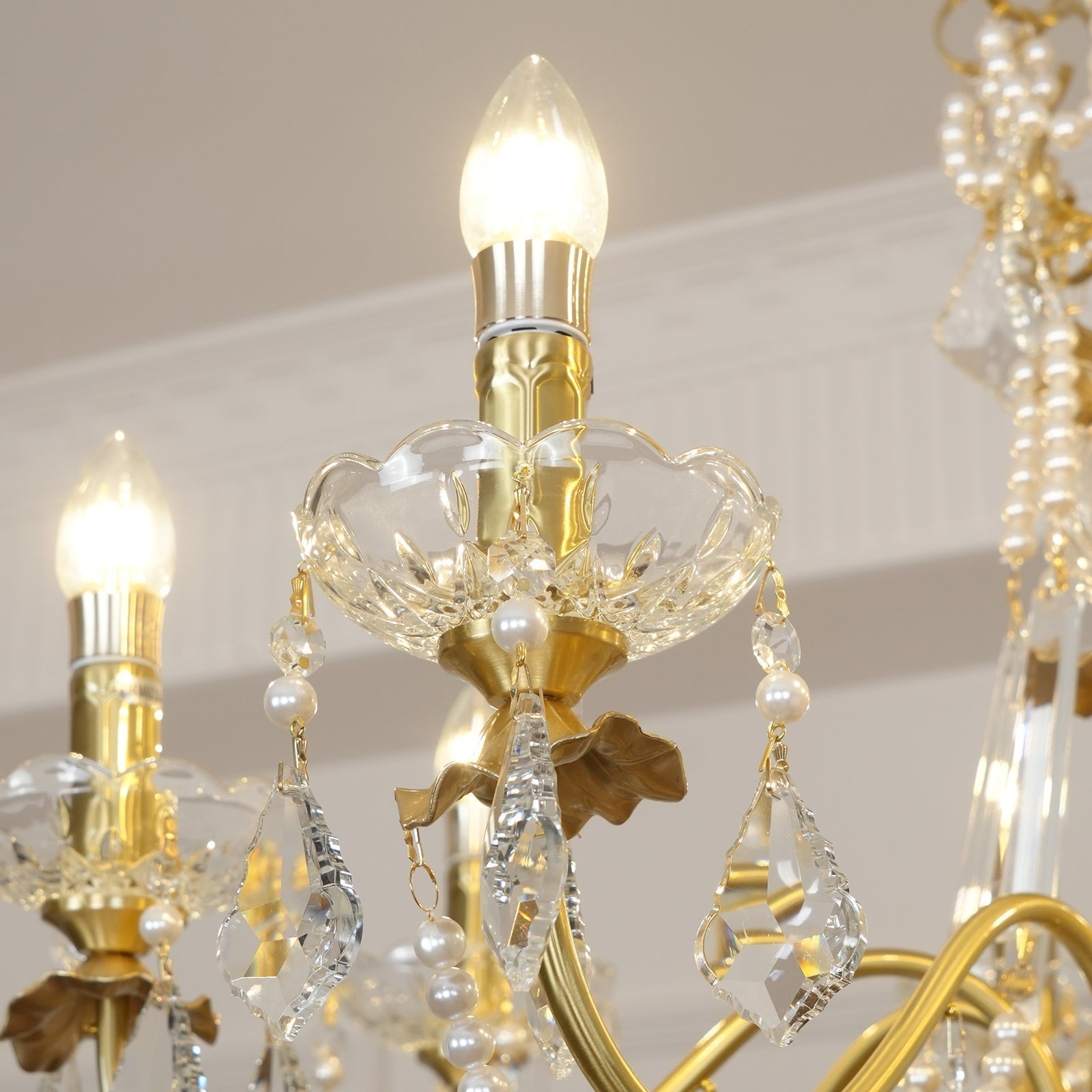 Lustre Lustre en Cristal Perles Suspendues