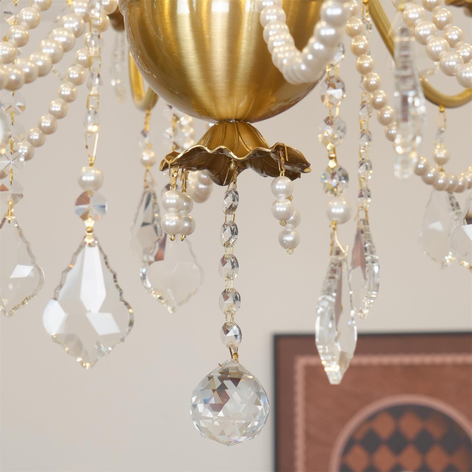 Lustre Lustre en Cristal Perles Suspendues