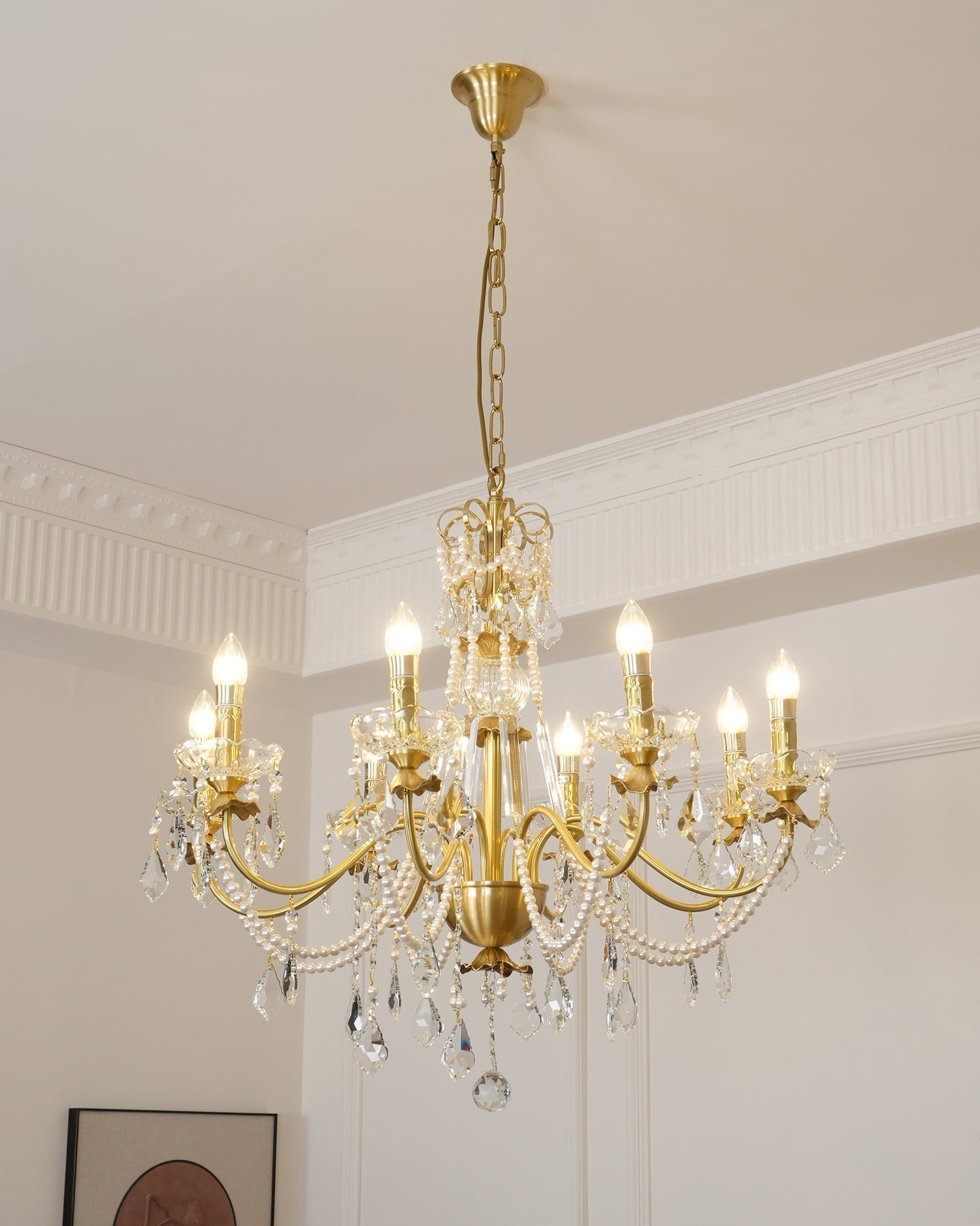 Lustre Lustre en Cristal Perles Suspendues