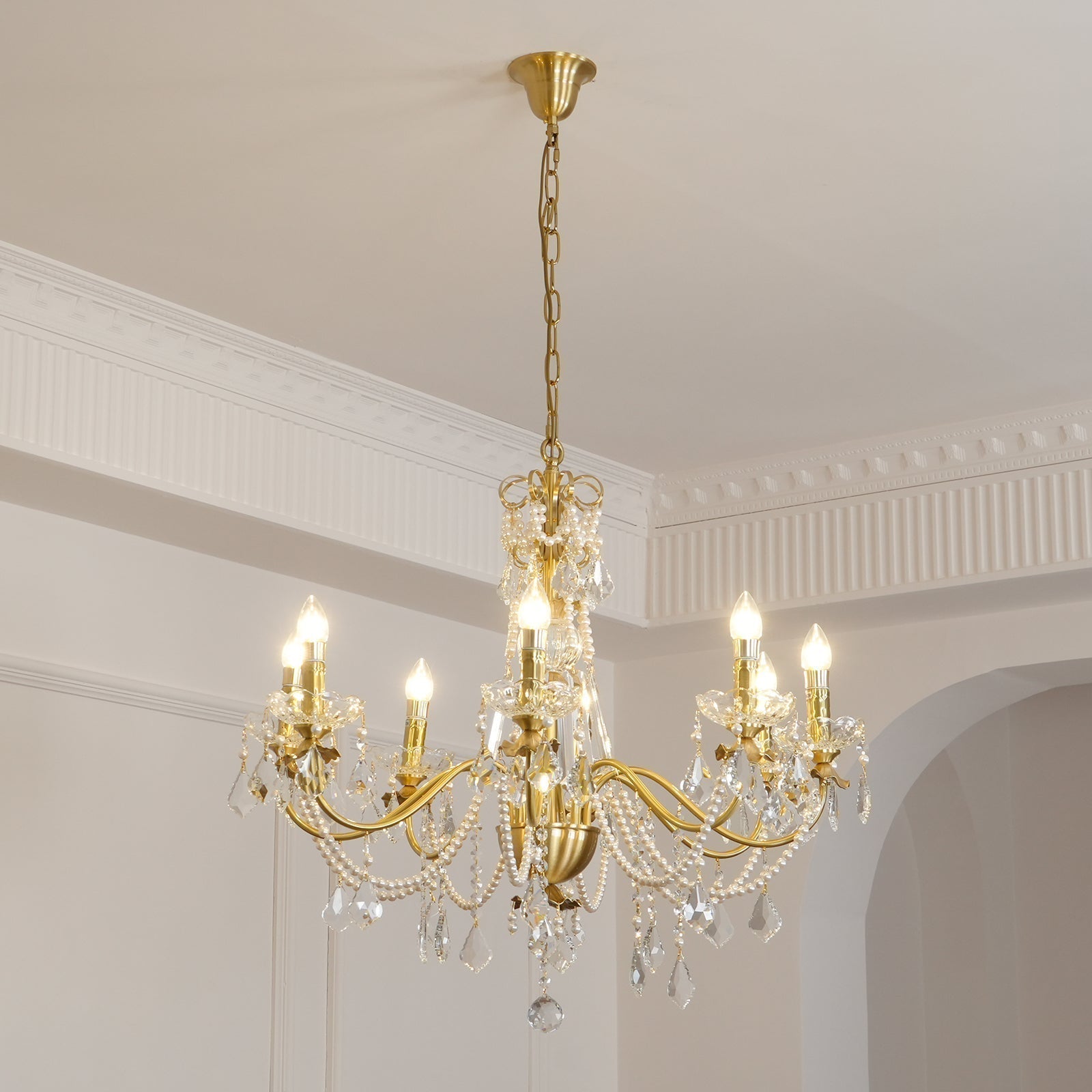 Lustre Lustre en Cristal Perles Suspendues