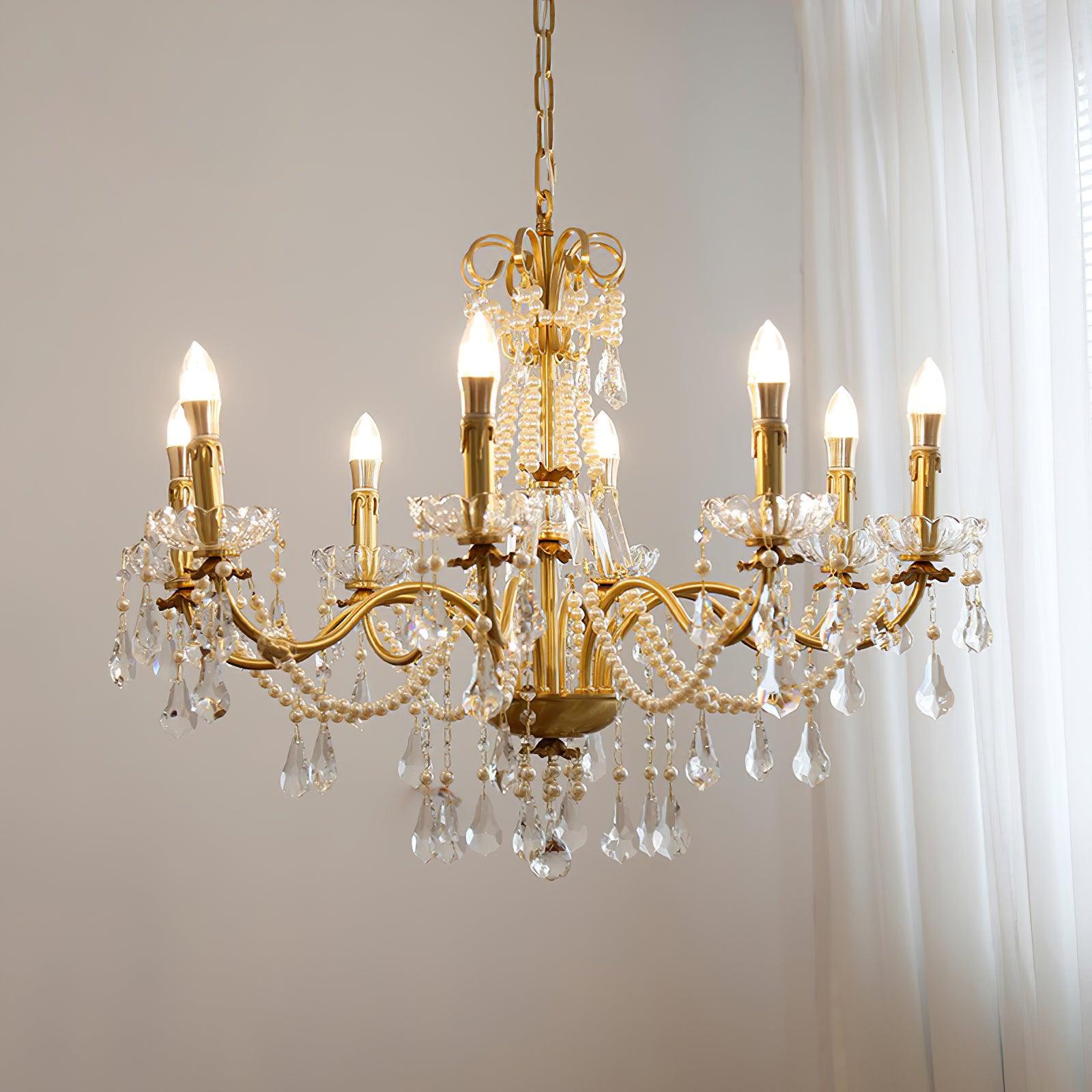 Lustre Lustre en Cristal Perles Suspendues