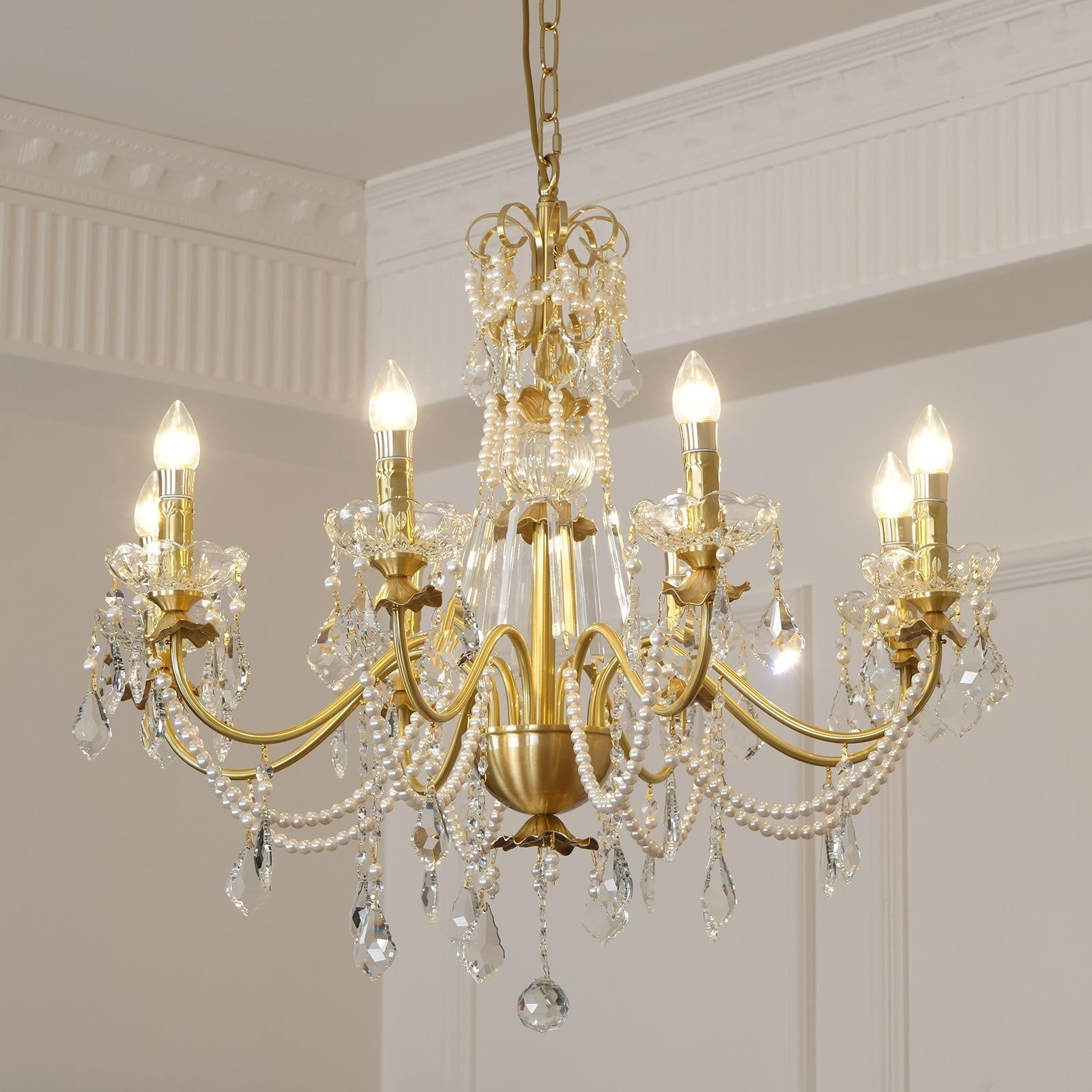 Lustre Lustre en Cristal Perles Suspendues