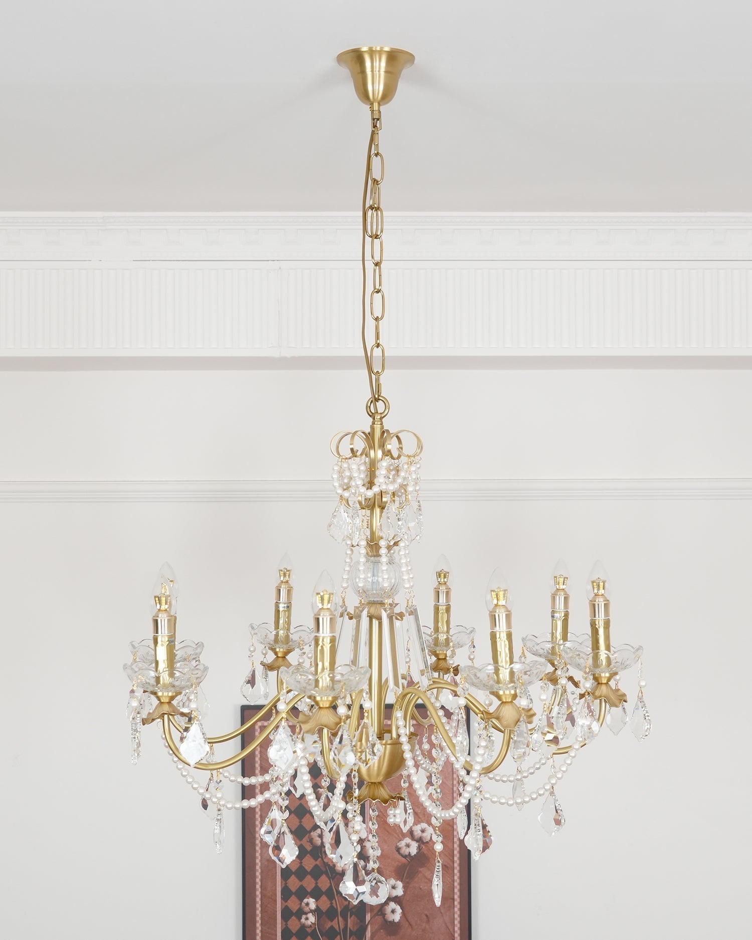 Lustre Lustre en Cristal Perles Suspendues