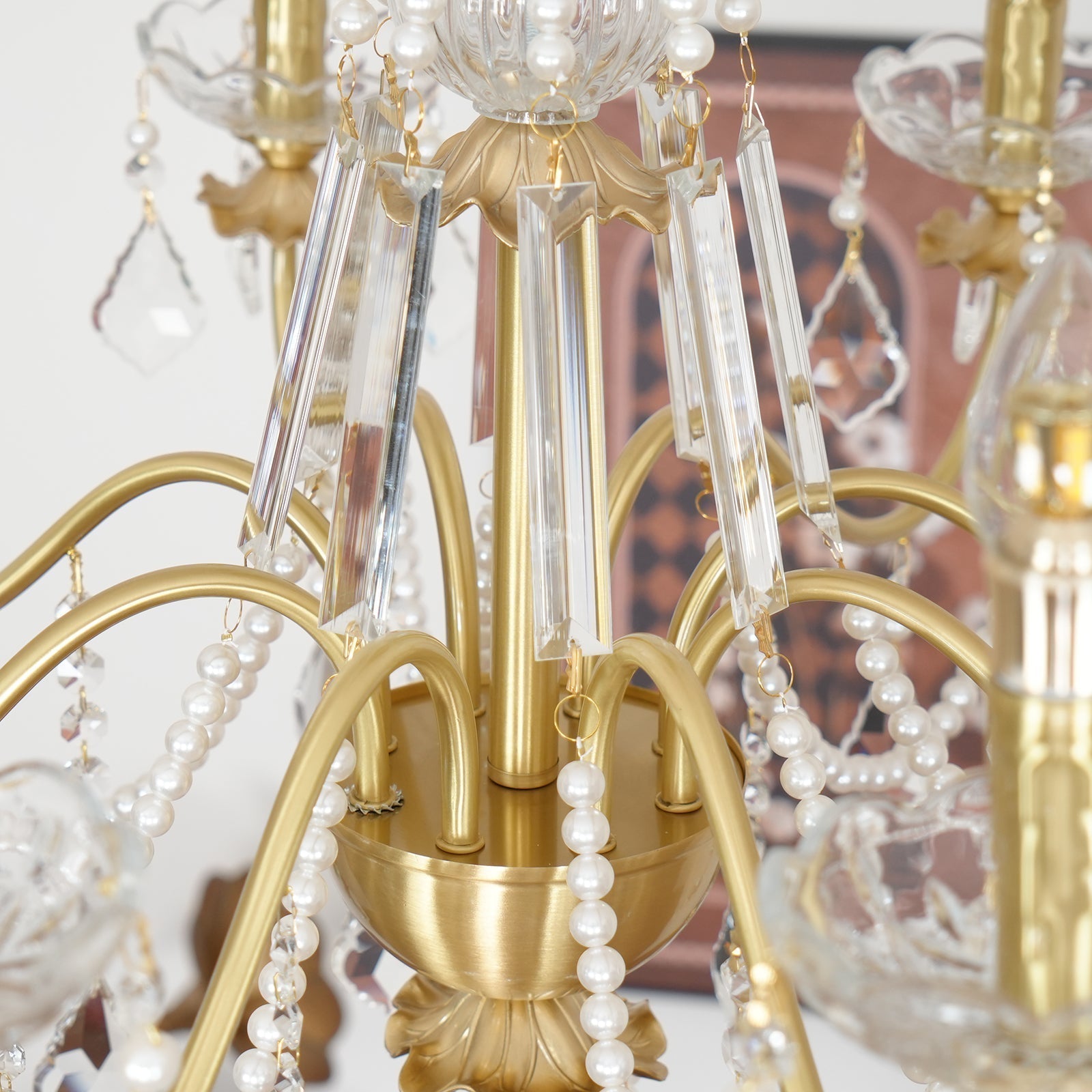 Lustre Lustre en Cristal Perles Suspendues