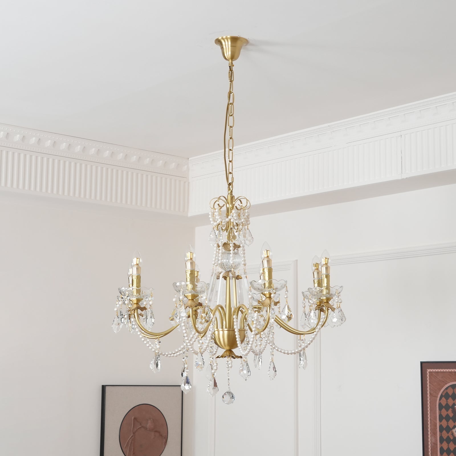 Lustre Lustre en Cristal Perles Suspendues