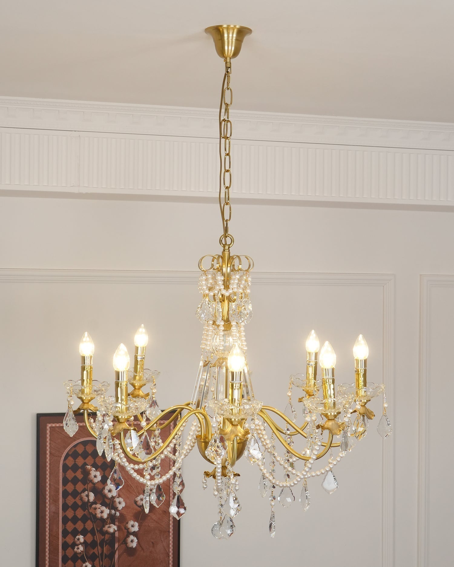 Lustre Lustre en Cristal Perles Suspendues