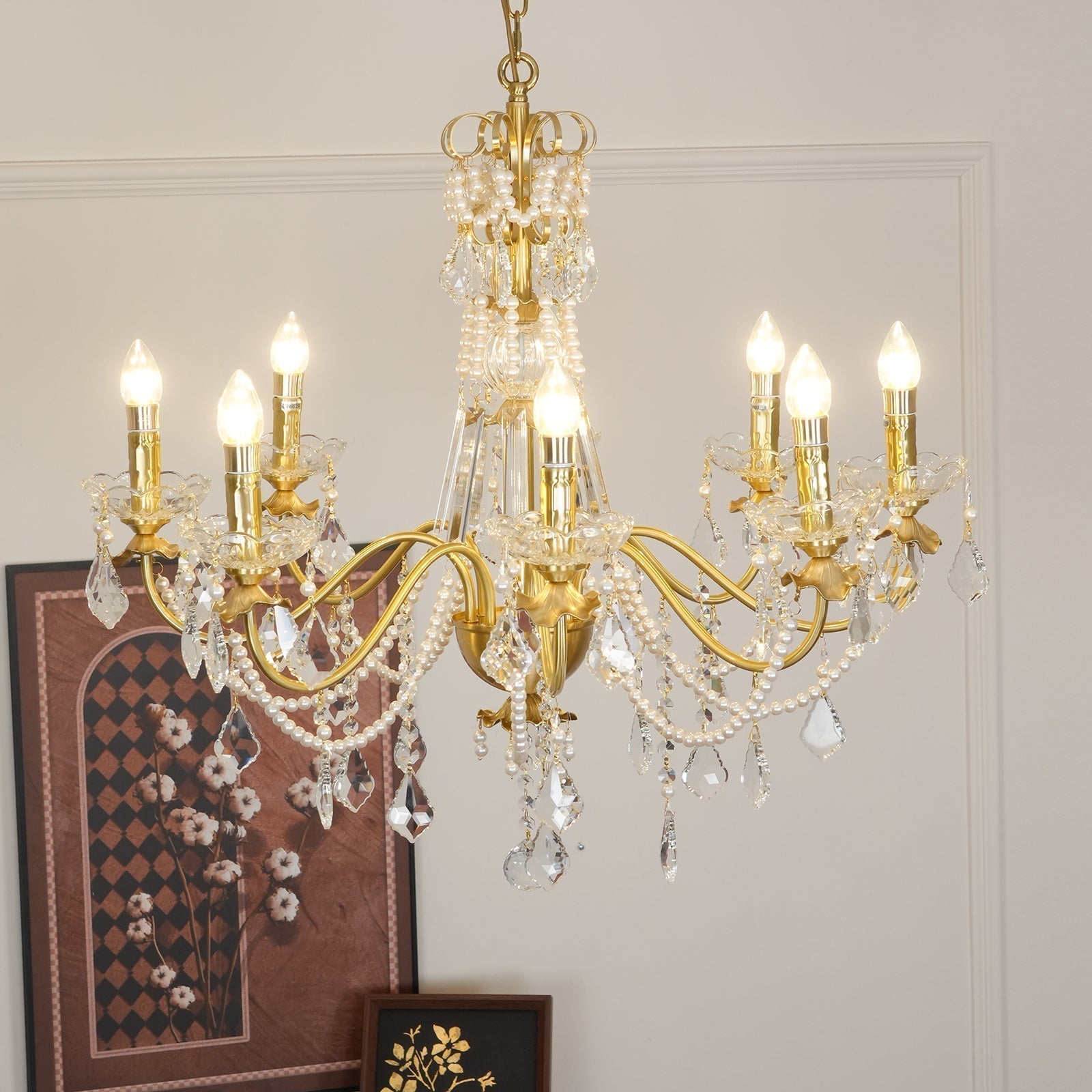 Lustre Lustre en Cristal Perles Suspendues