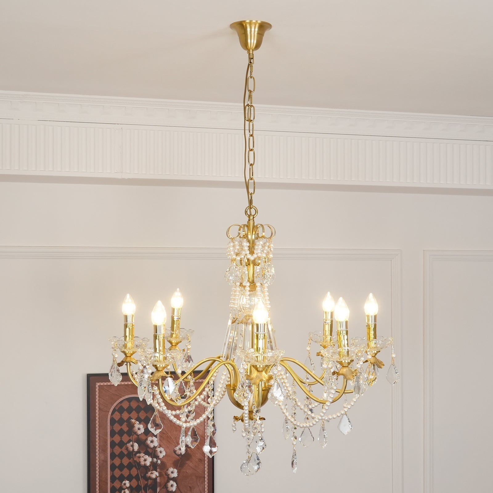 Lustre Lustre en Cristal Perles Suspendues