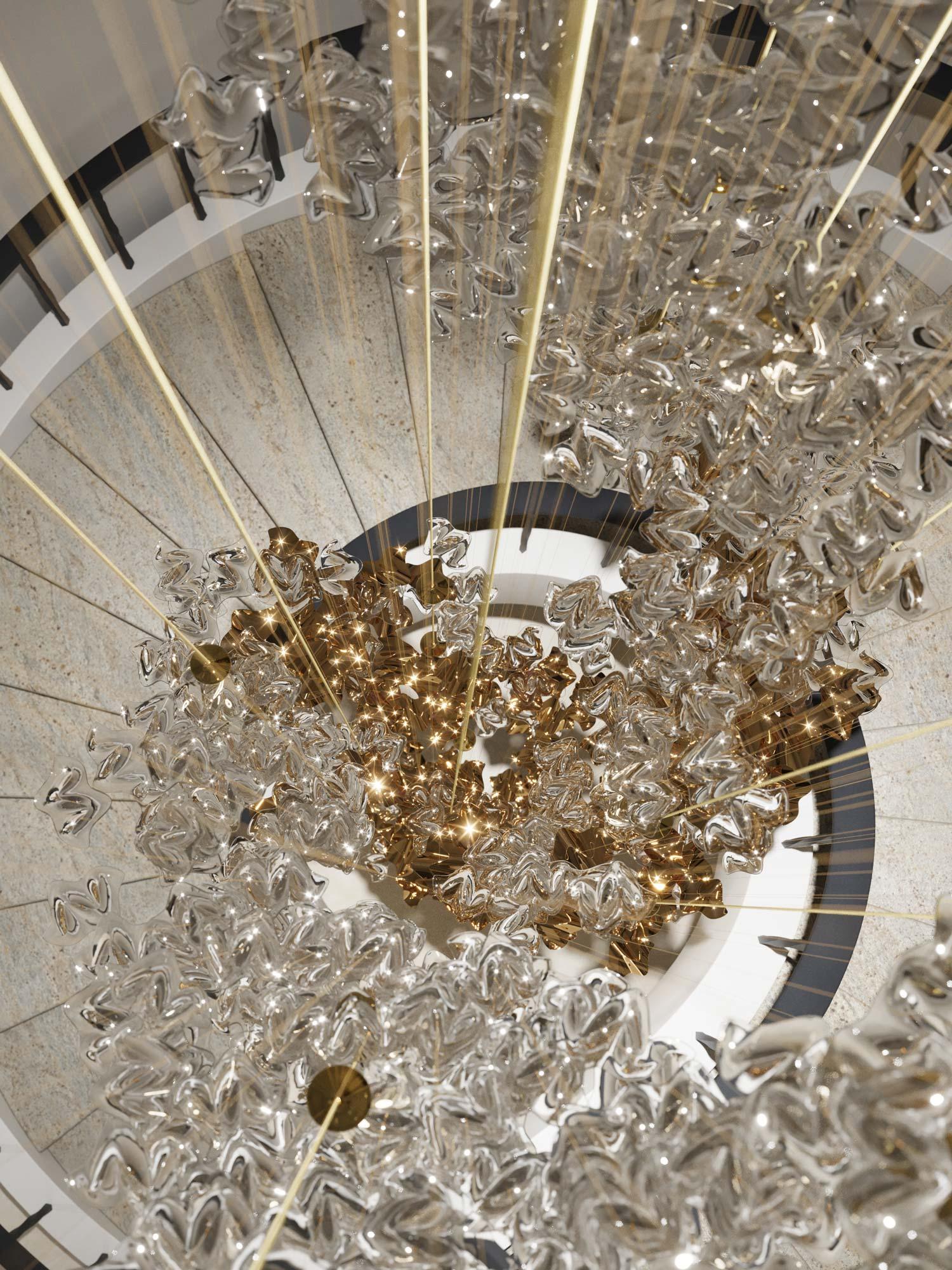 Vecarisra Suspension Lampes Art Verre Tidal Luxe