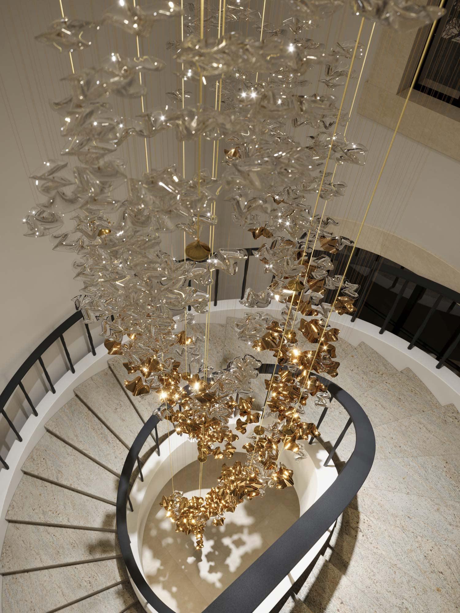 Vecarisra Suspension Lampes Art Verre Tidal Luxe