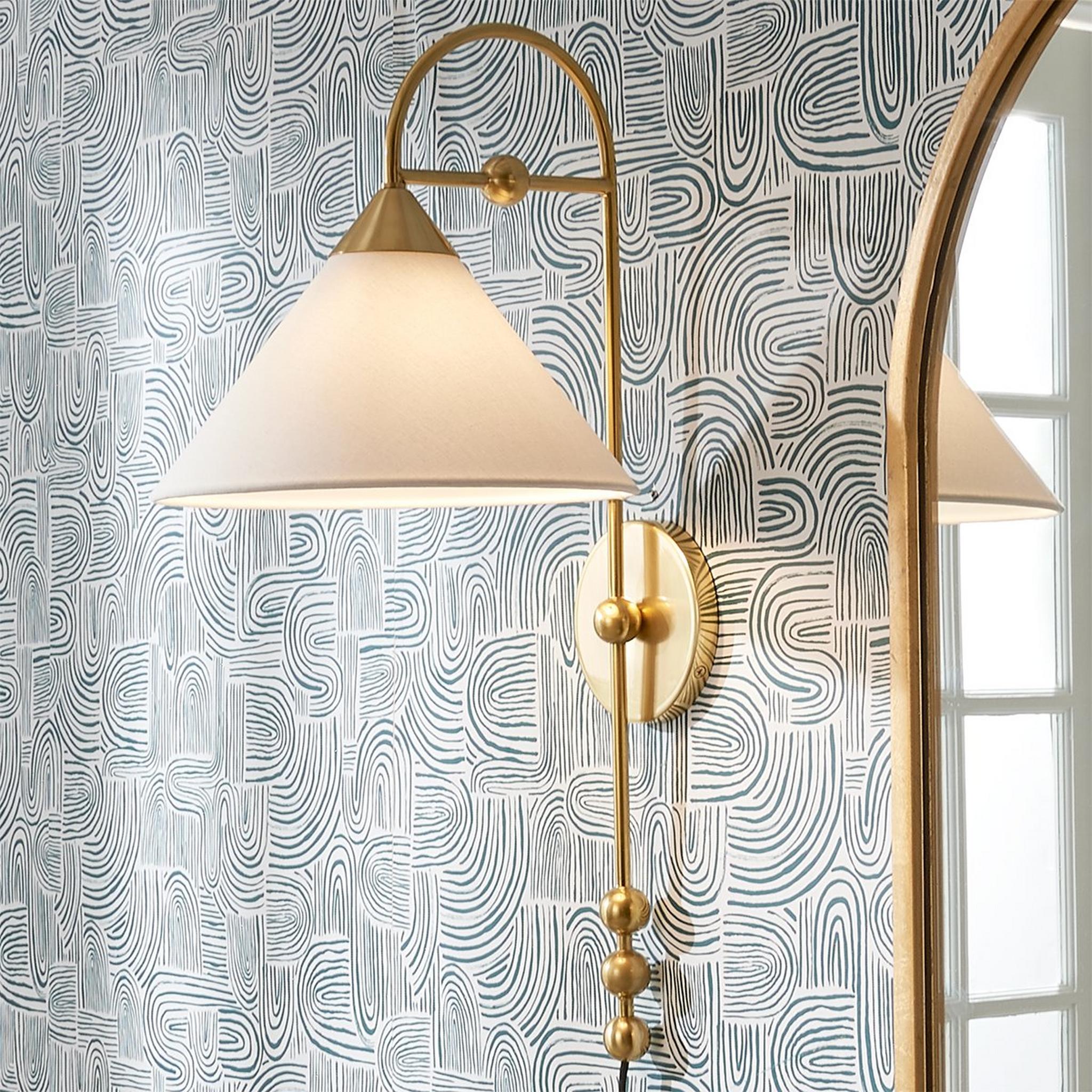 Cisorir Applique Murale Élégance Vintage à Brancher en Laiton et Tissu