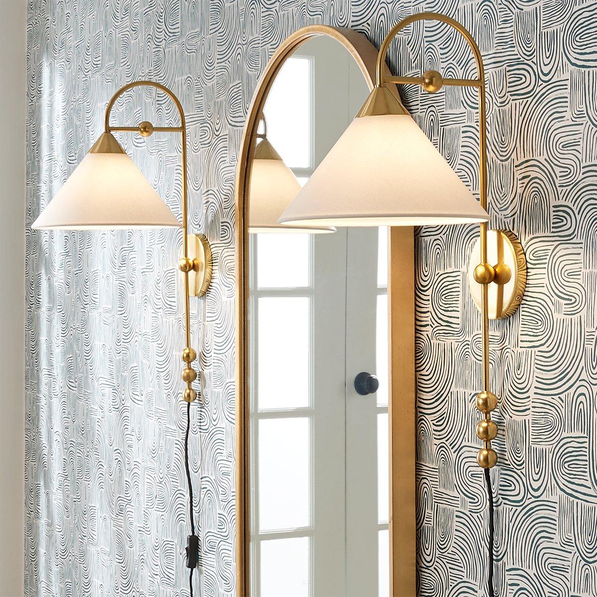 Cisorir Applique Murale Élégance Vintage à Brancher en Laiton et Tissu