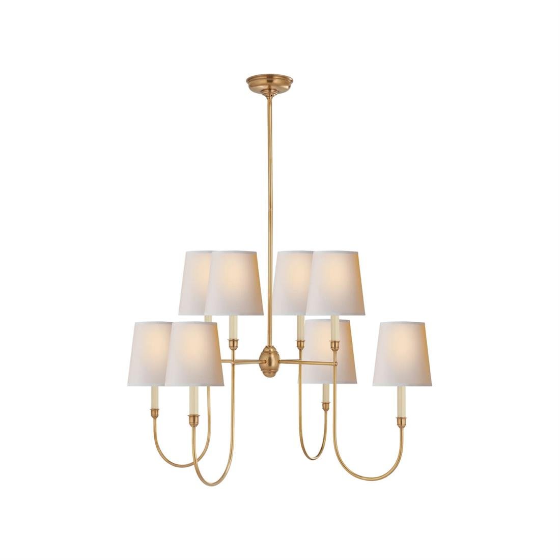 Lustra Lustre Vendôme en Laiton avec Abat-jour Blanc