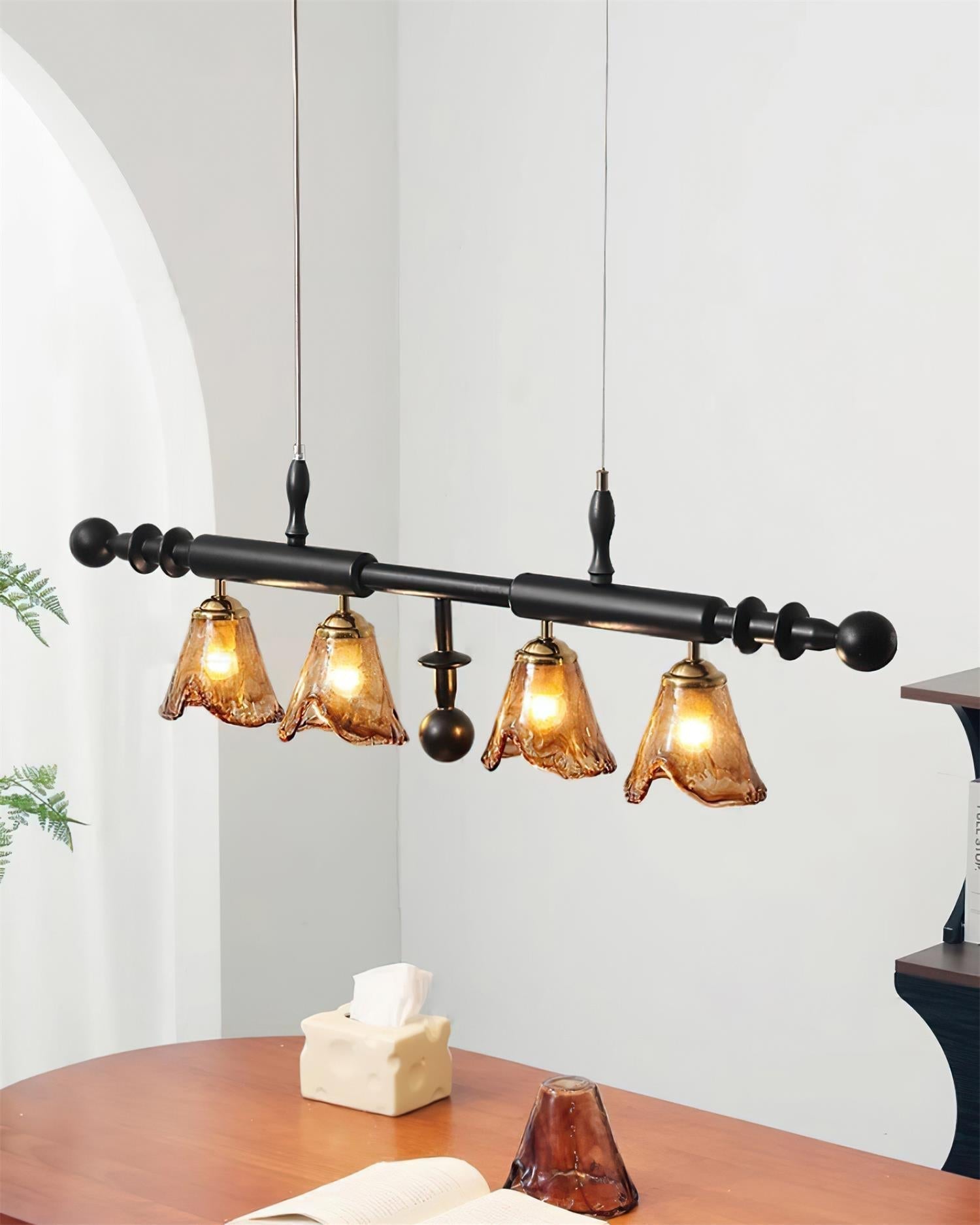 Savoy Lustre Abat-jours en Verre Texturés Cadre Noir