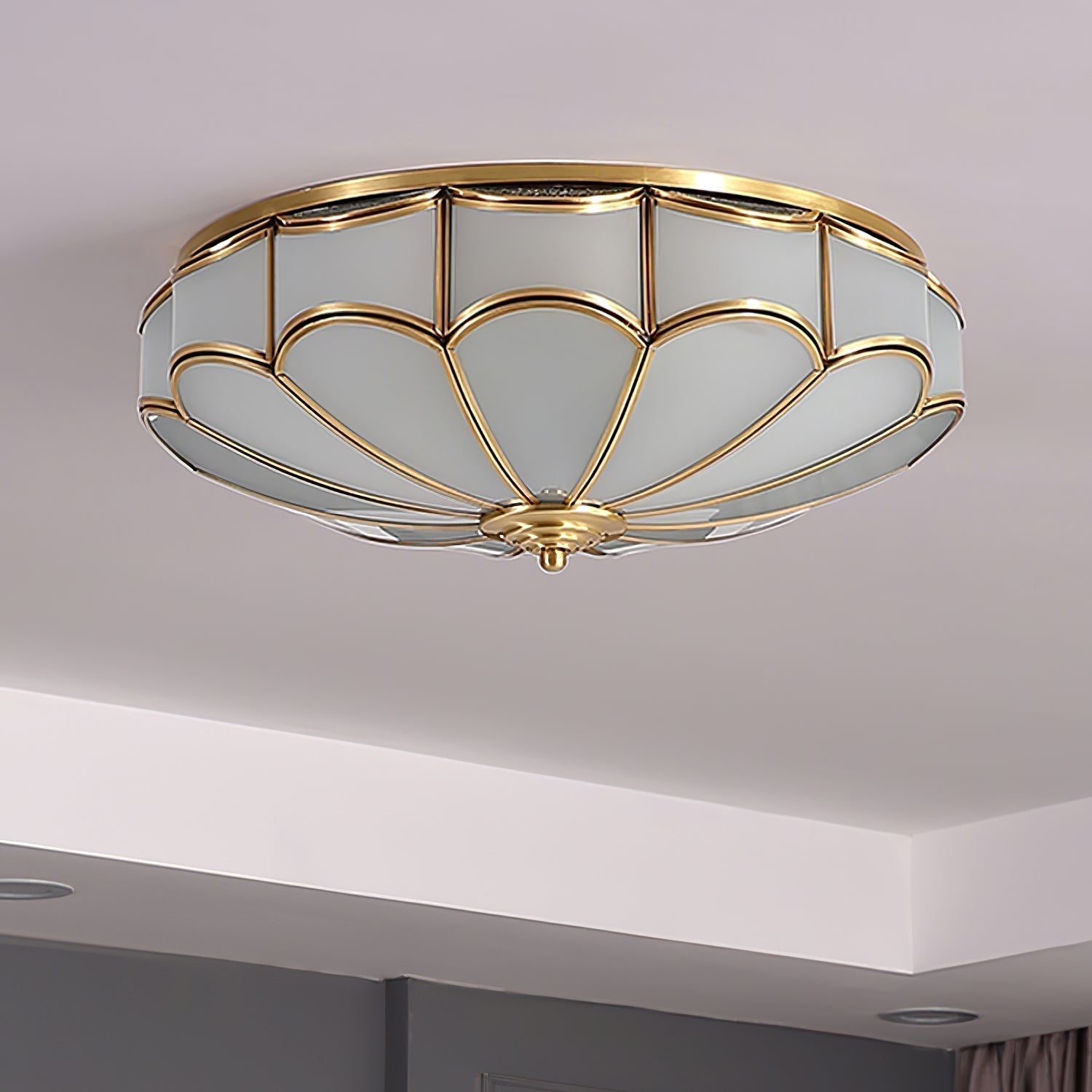 Evmarara Plafonnier encastré en laiton et verre Elegance