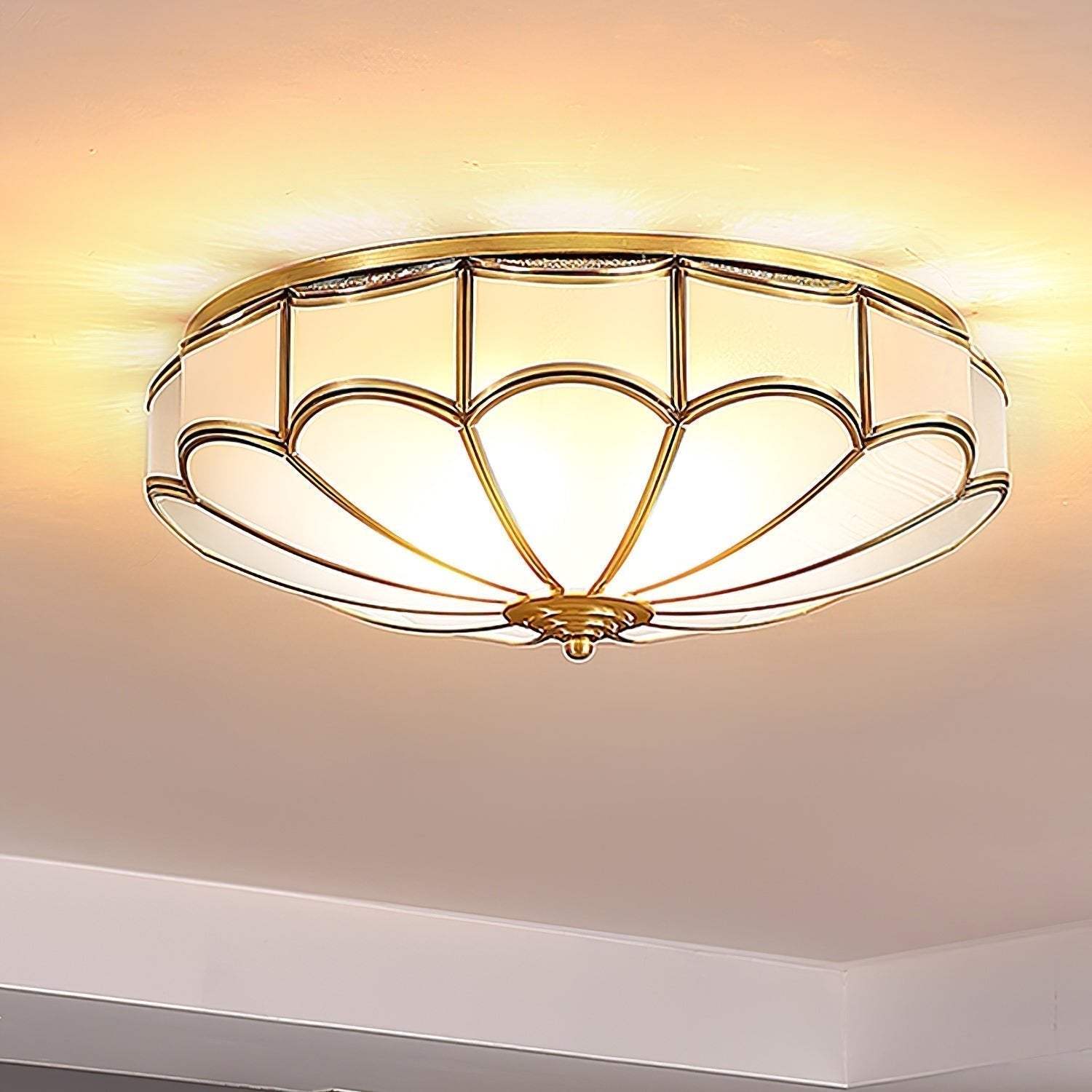 Evmarara Plafonnier encastré en laiton et verre Elegance