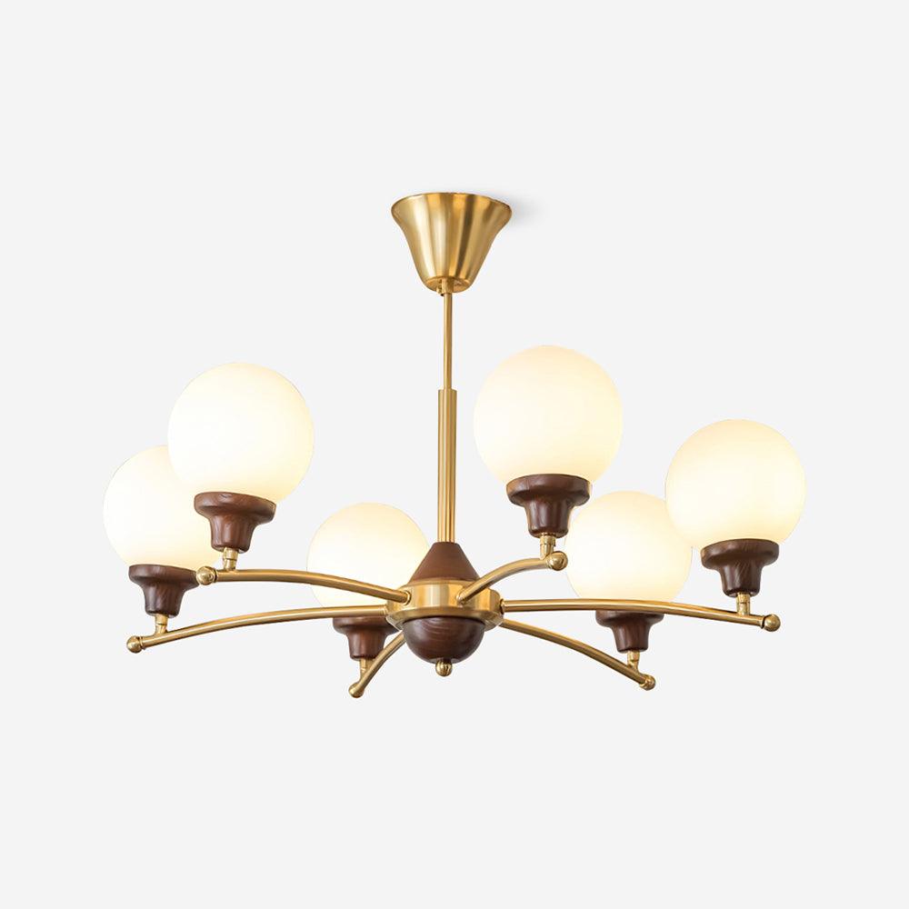 Sciolari Lustre Bois de Noyer Bras Courbés