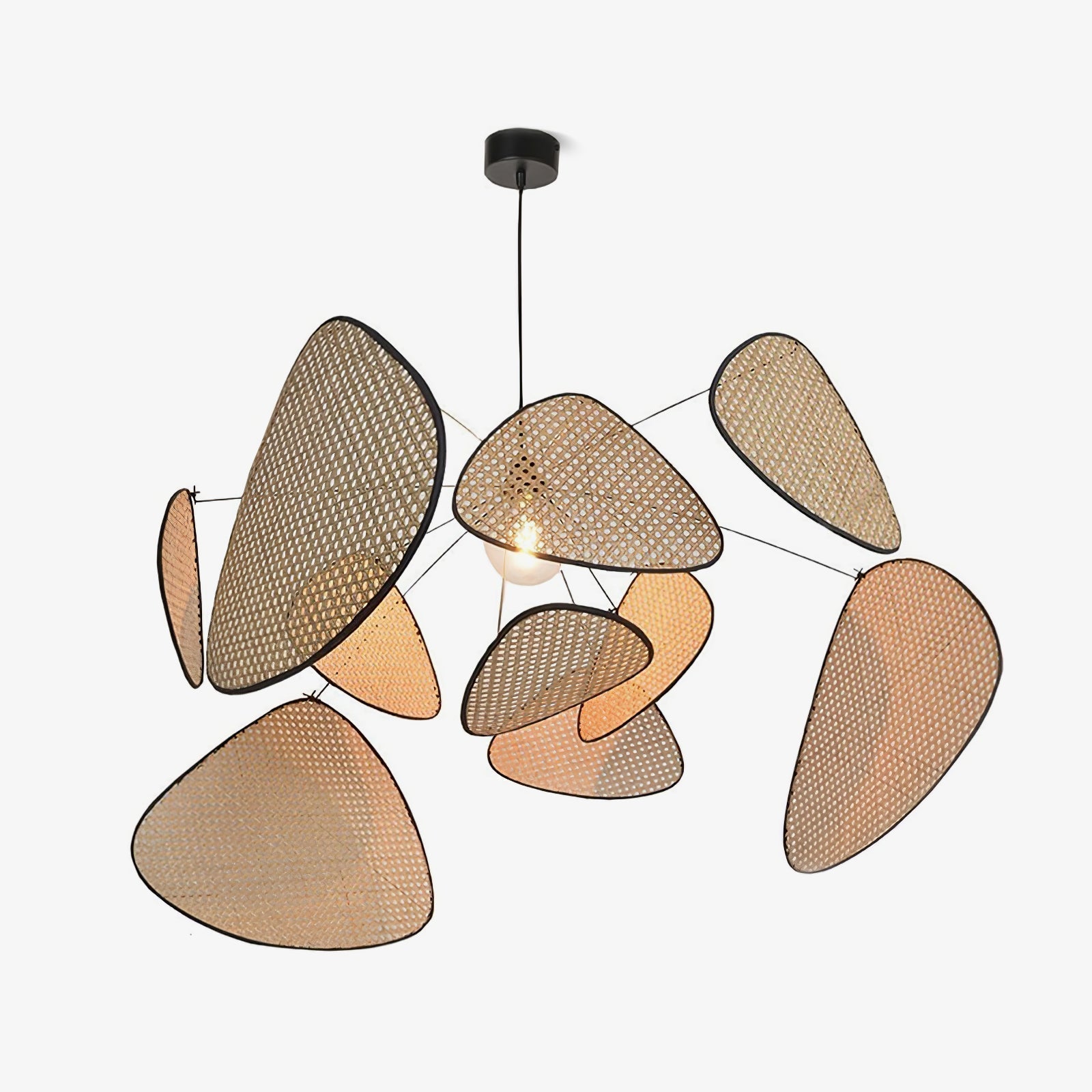 Lustra Lustre Écran Cannage Suspension Rétro