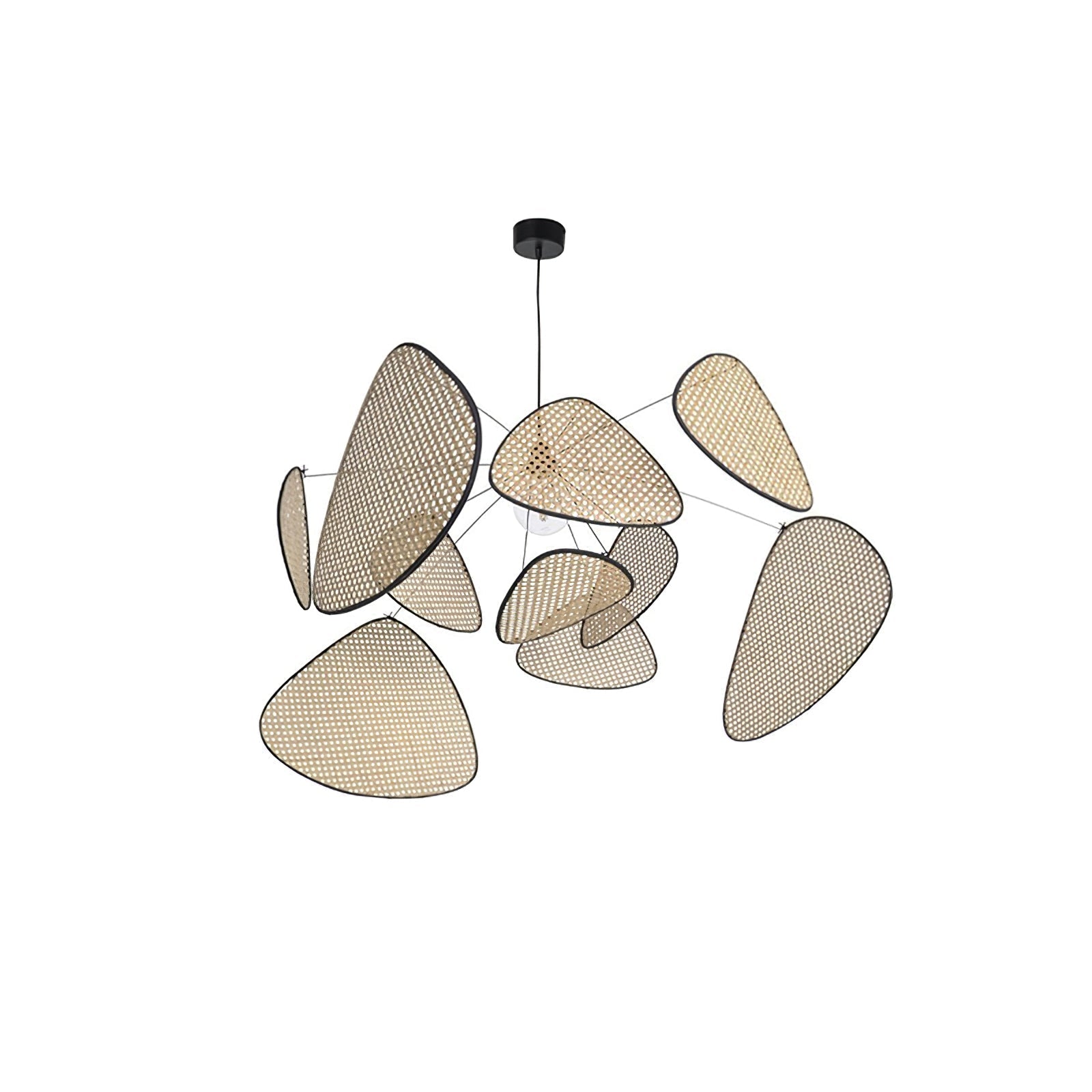 Lustra Lustre Écran Cannage Suspension Rétro