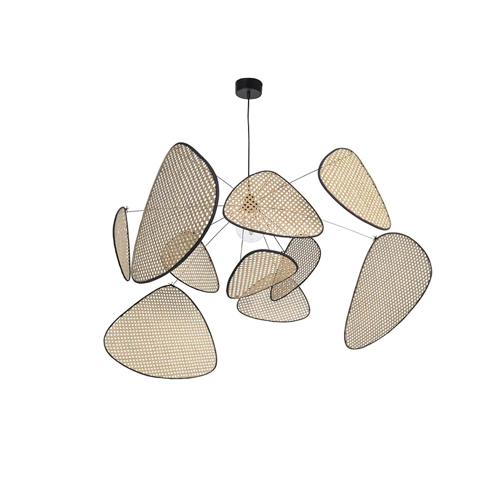 Lustra Lustre Écran Cannage Suspension Rétro