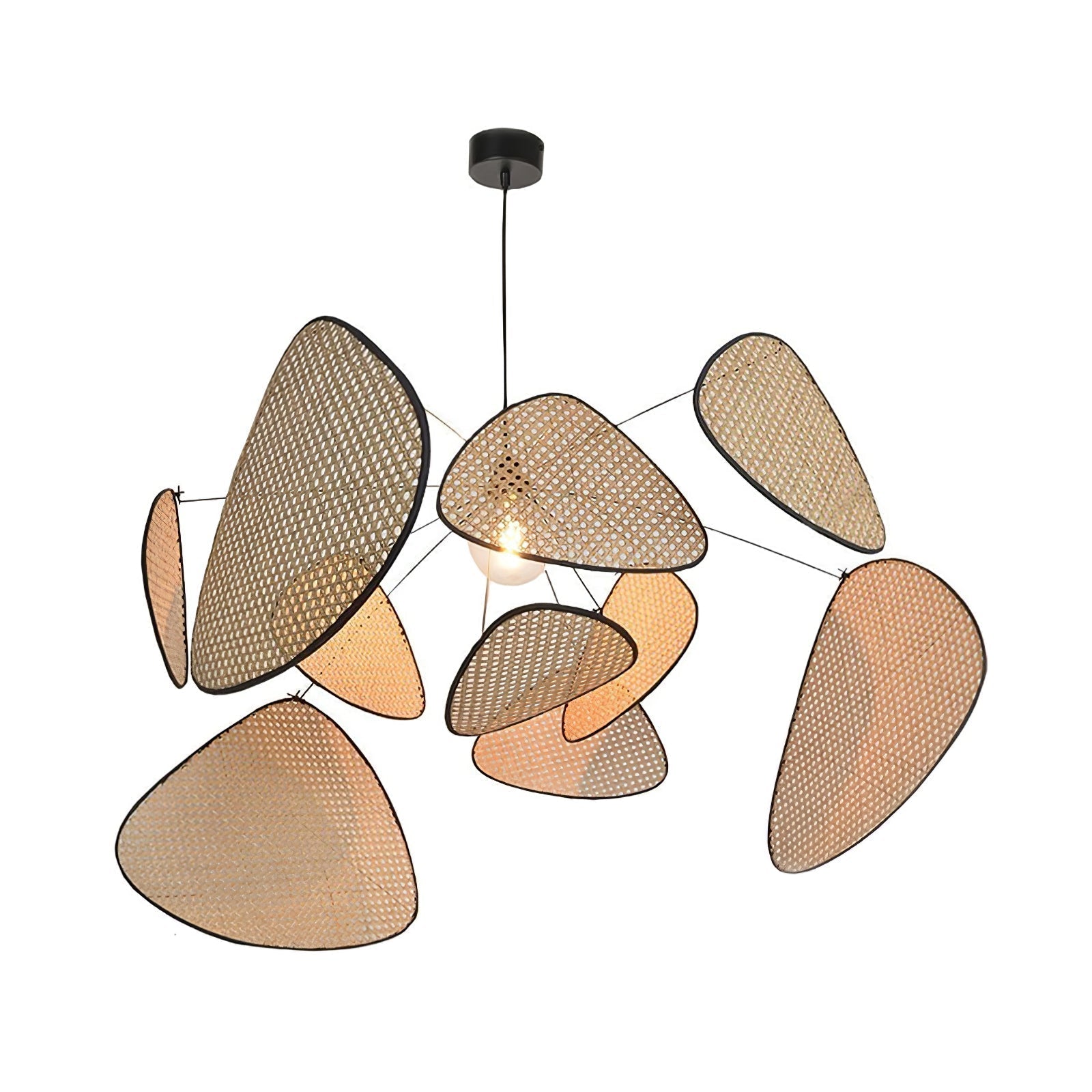 Lustra Lustre Écran Cannage Suspension Rétro