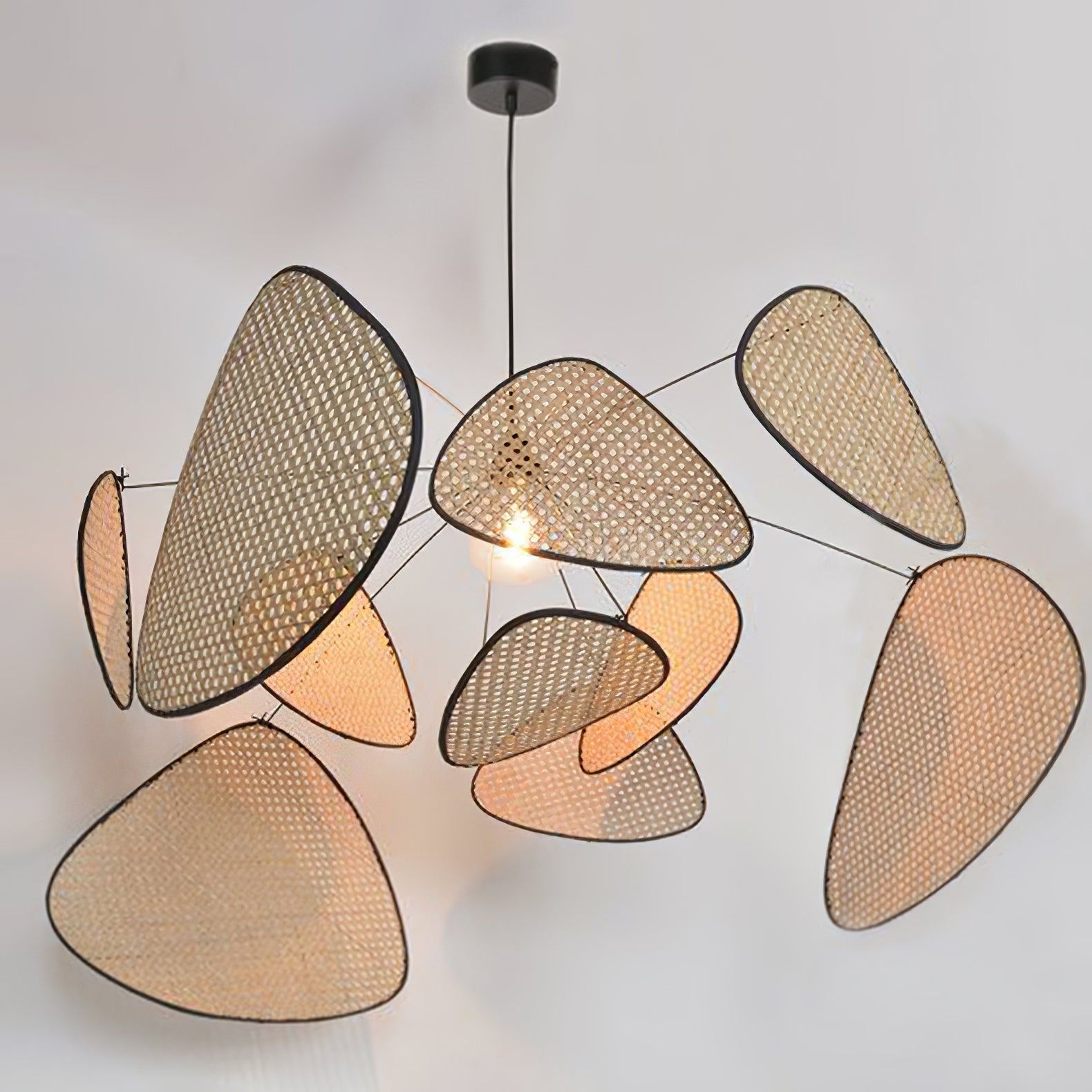 Lustra Lustre Écran Cannage Suspension Rétro