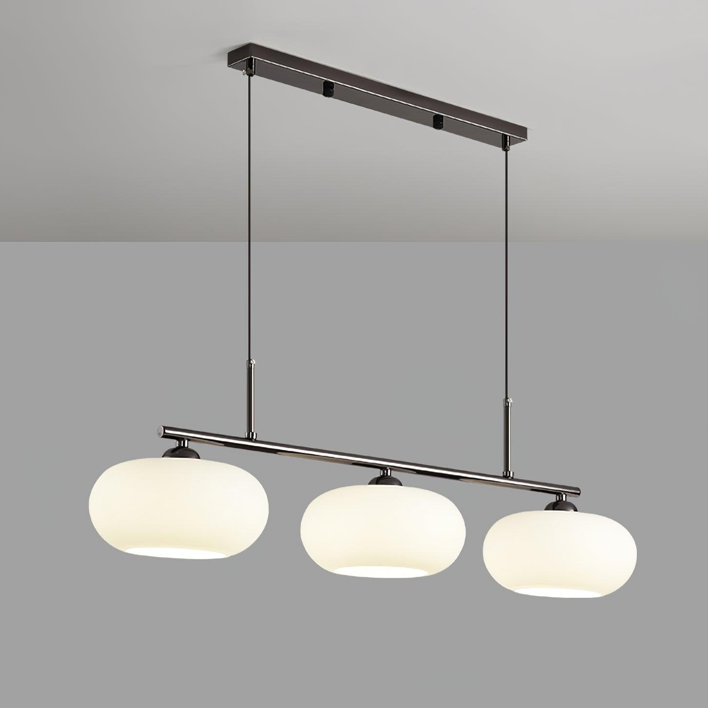 Lustra Suspension Lampe Linéaire à 3 Lumières en Forme de Globe