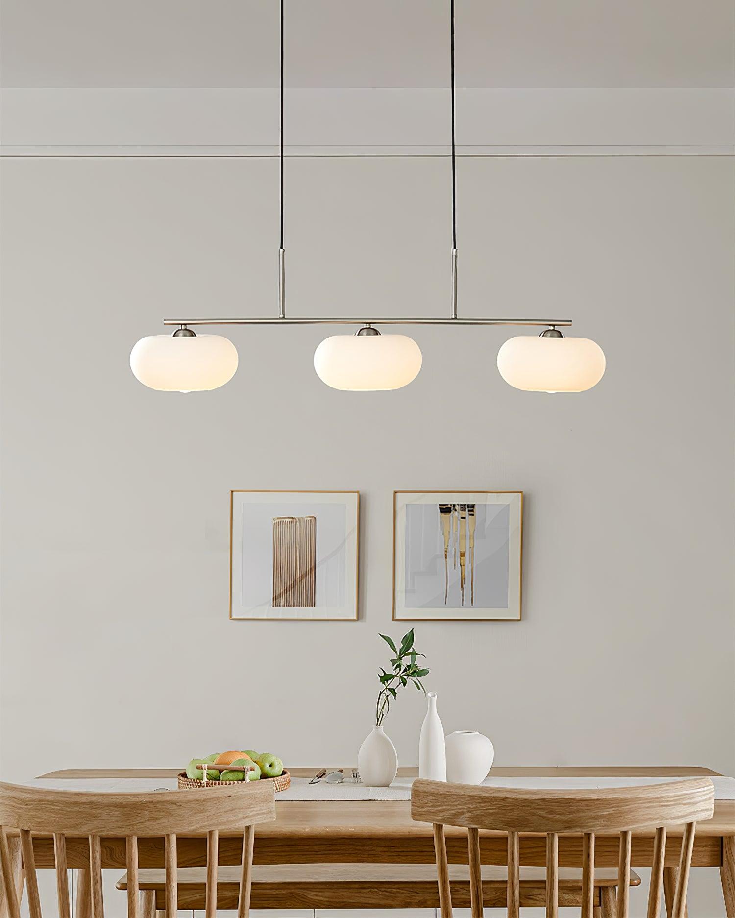 Lustra Suspension Lampe Linéaire à 3 Lumières en Forme de Globe