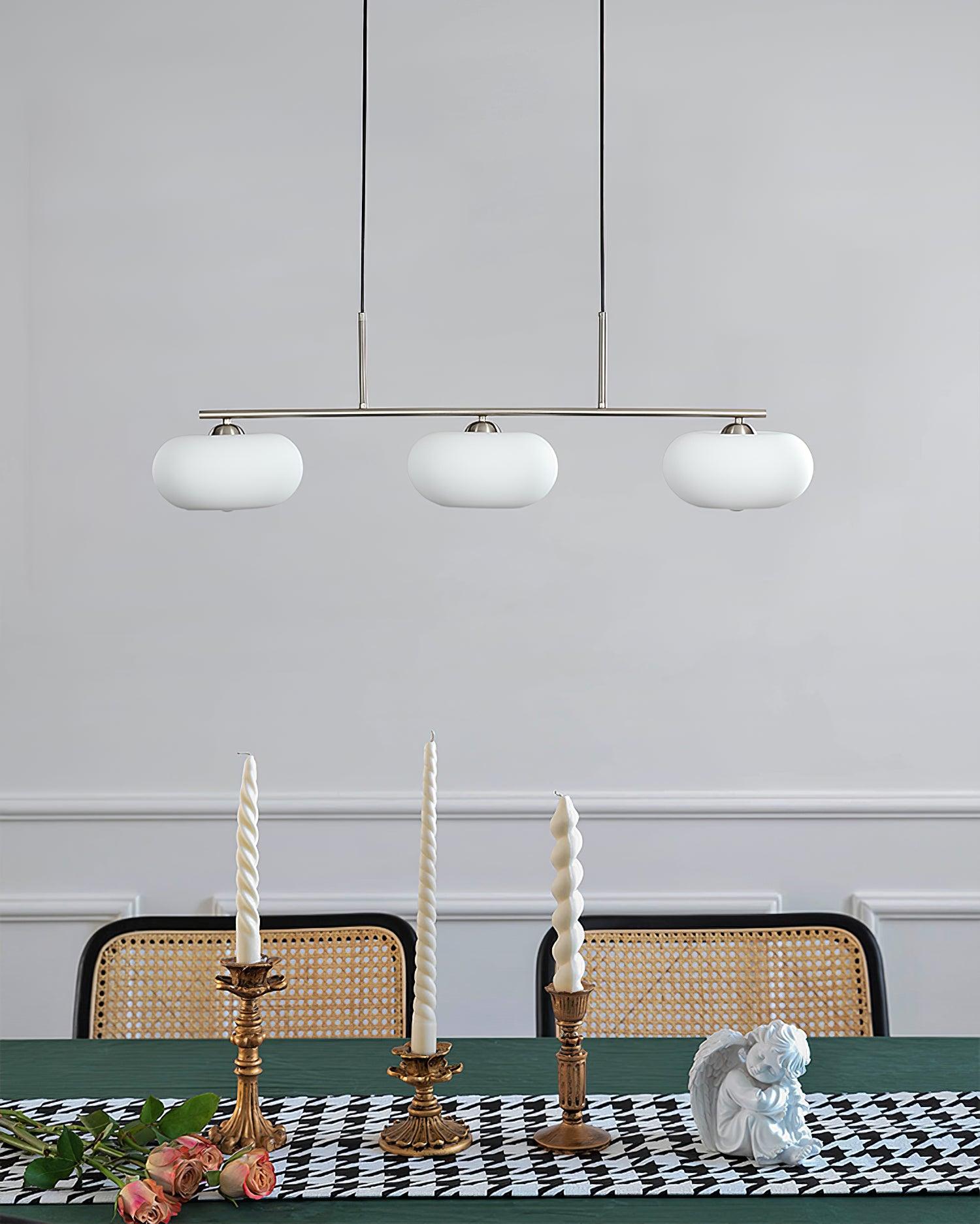 Lustra Suspension Lampe Linéaire à 3 Lumières en Forme de Globe