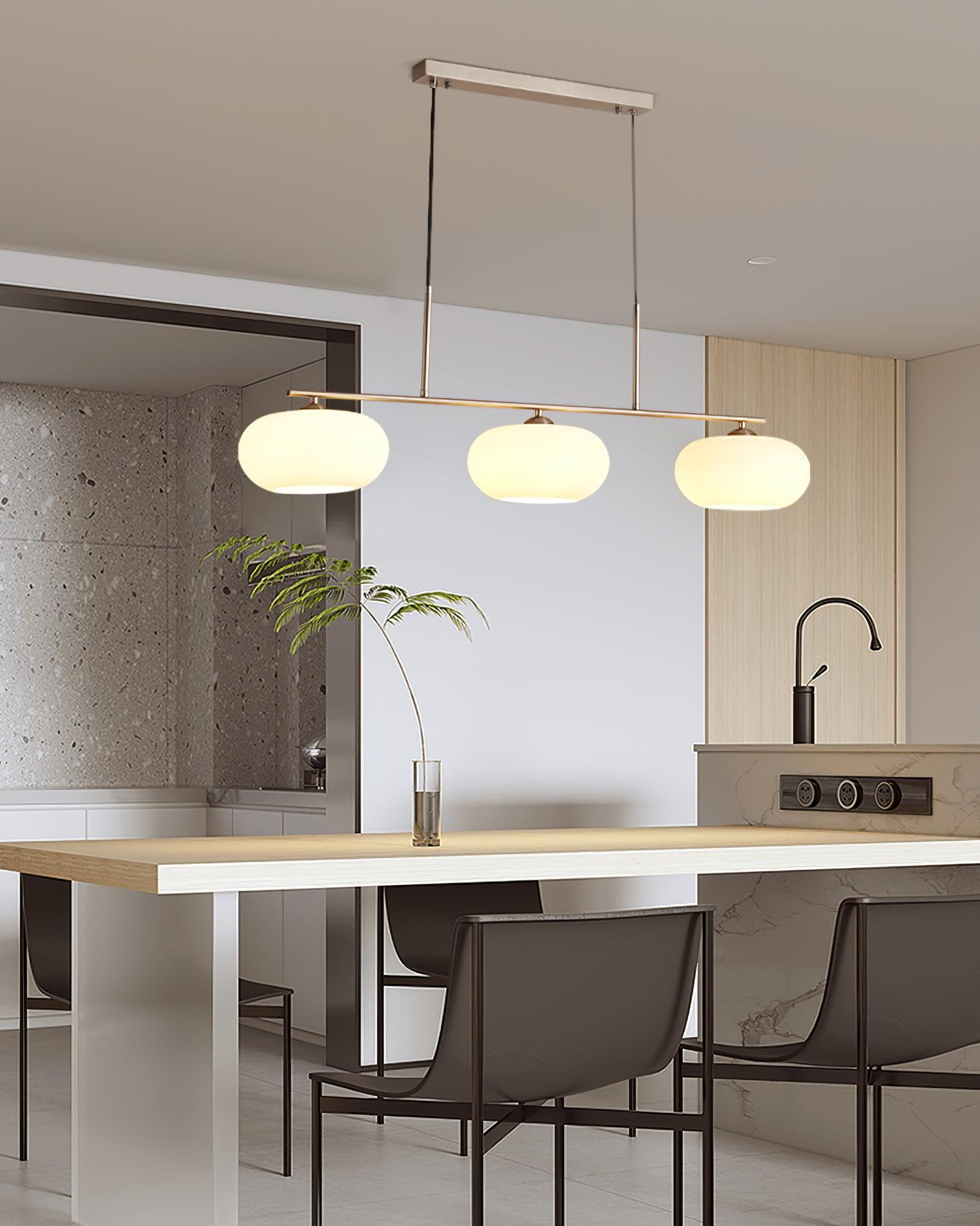Lustra Suspension Lampe Linéaire à 3 Lumières en Forme de Globe