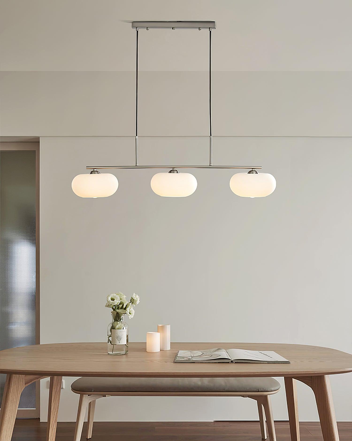 Lustra Suspension Lampe Linéaire à 3 Lumières en Forme de Globe