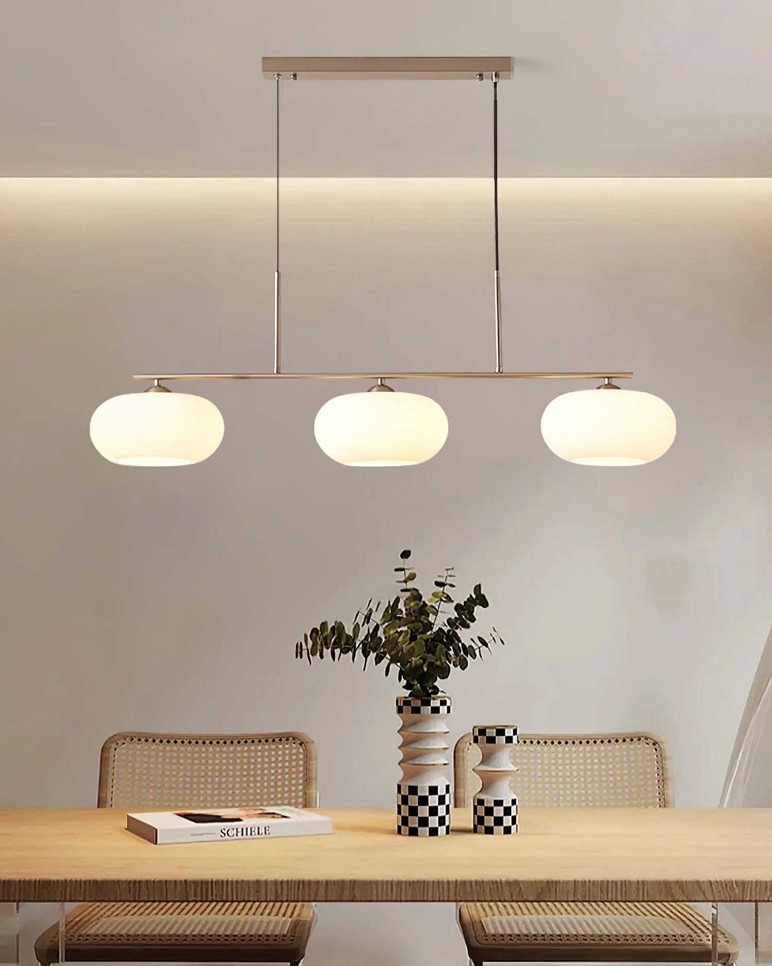Lustra Suspension Lampe Linéaire à 3 Lumières en Forme de Globe