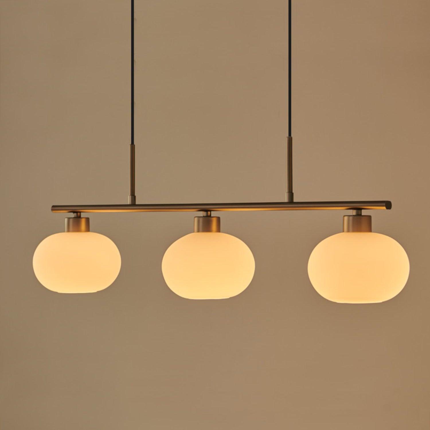 Lustra Suspension Lampe Linéaire à 3 Lumières en Forme de Globe